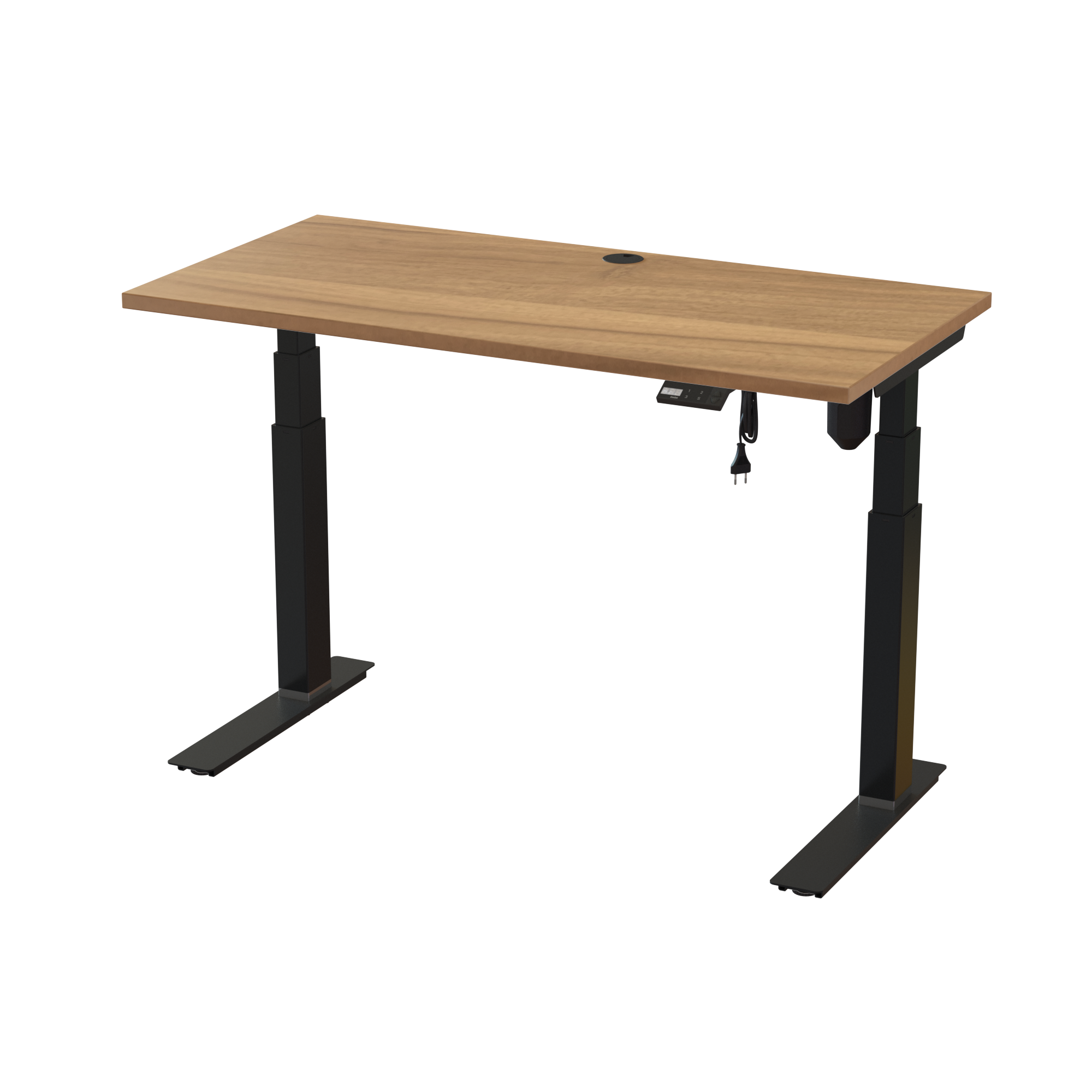 Standing Desk (Walnut, Black): Family desk for all ages (47.2x23.6 in). Lifts 220.5 lbs.