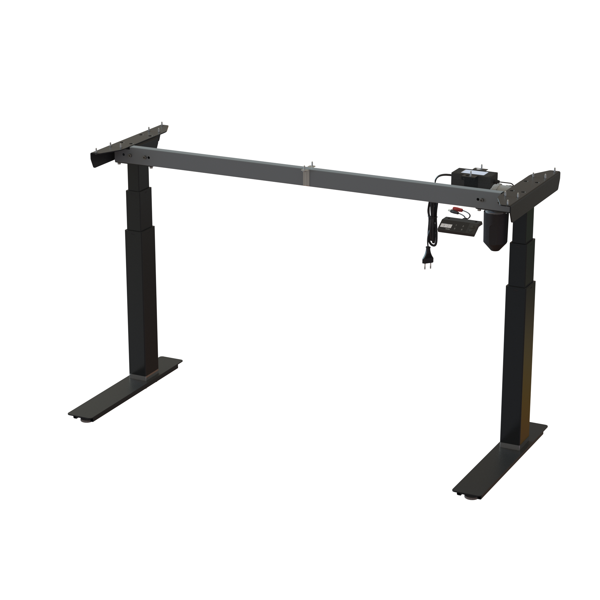 Sit-stand office base, steel, Black finish. Base width 50.8 in. Height range 22.448.0 in. Frame lifts 220 lbs.