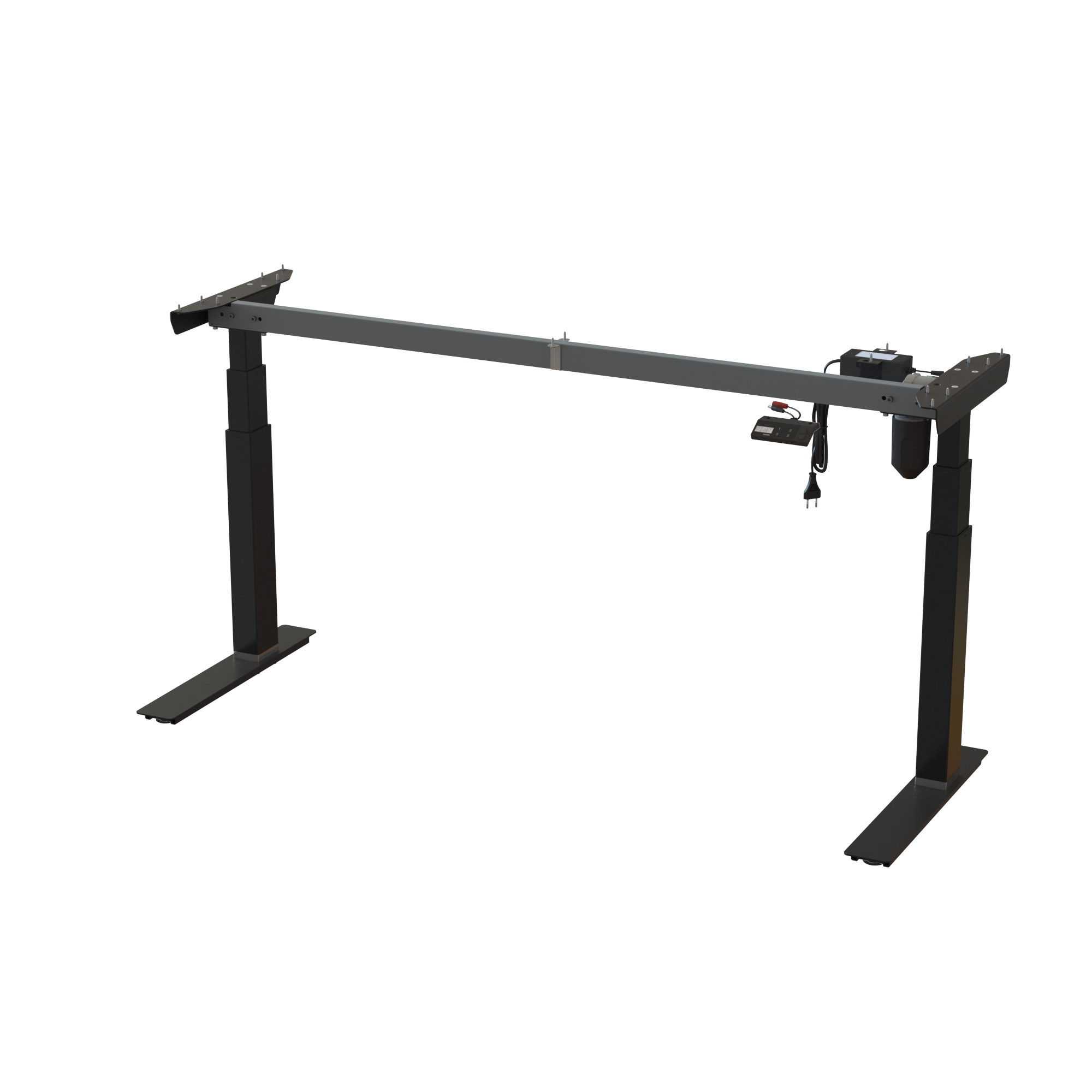 Height adjustable workbench frame, painted Black. Base width 59.8 in. Operating range 22.448.0 in. Dynamic capacity 220 lbs.