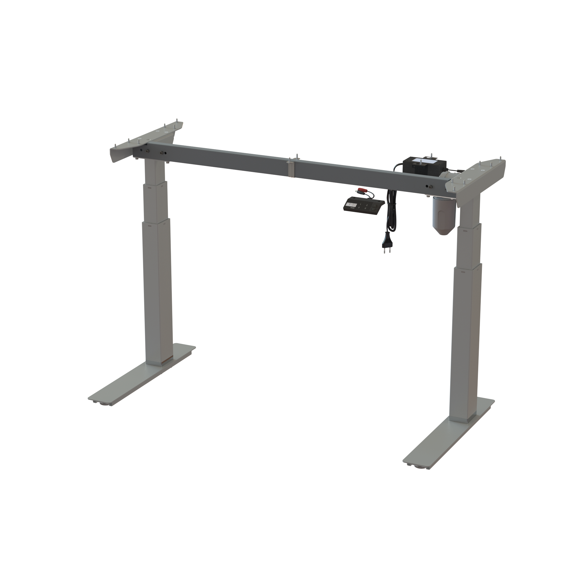 2-column sit-stand frame, Silver powder-coated frame. Frame width 44.1 in. Adjustable height 22.448.0 in. Lifting capacity 220 lbs.