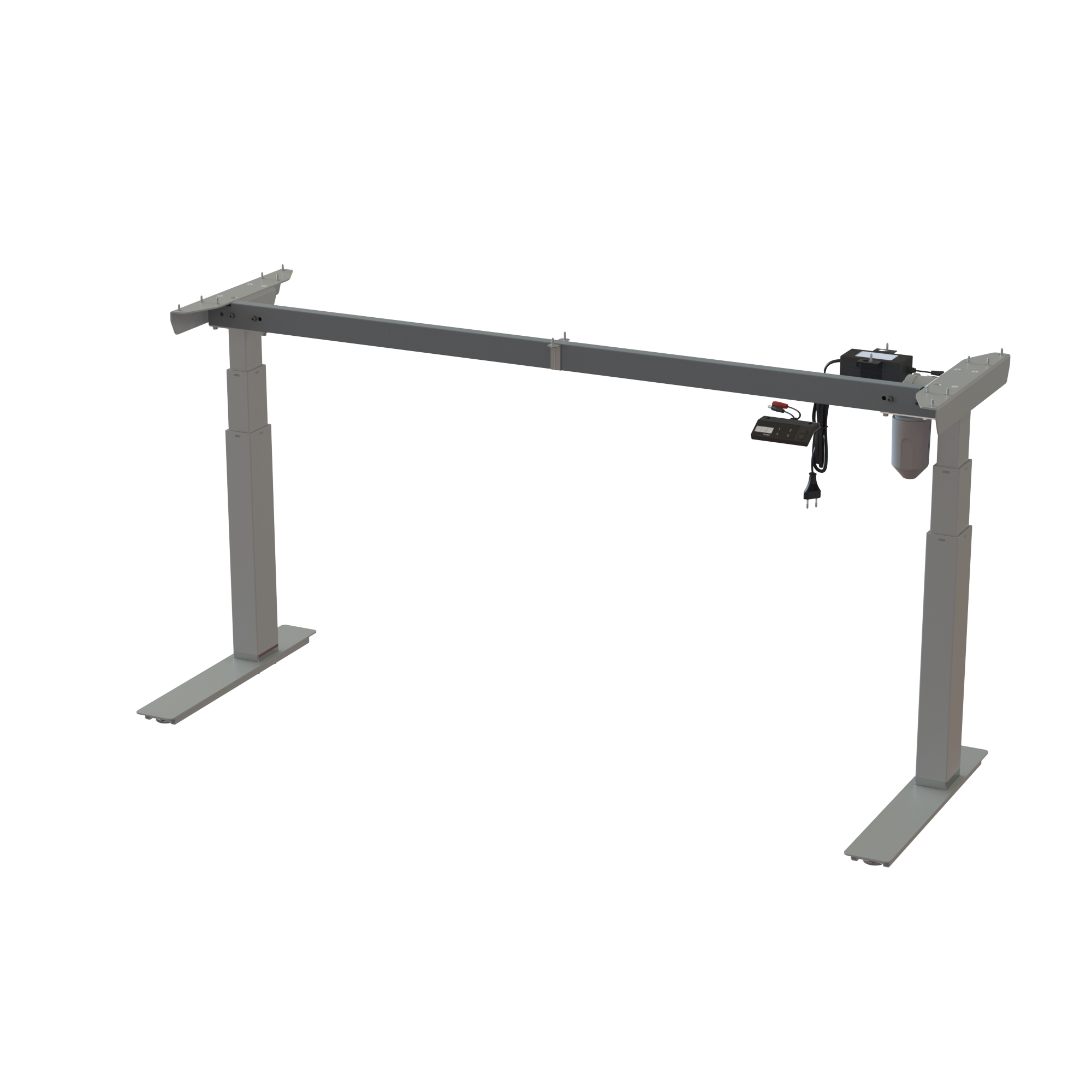 2-leg adjustable base, coated in Silver. Frame width 59.8 in. Height range 22.448.0 in. Max load 220 lbs.