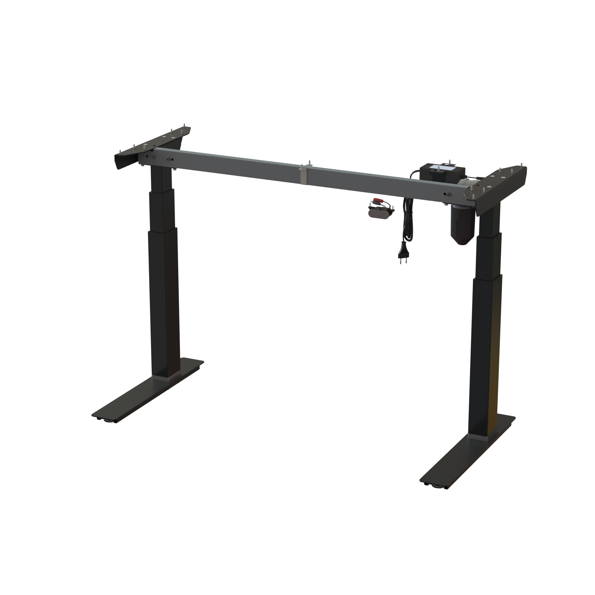 Height adjustable workbench frame, steel, Black finish. Width 44.1 in. Electric adjustment 22.448.0 in. Frame lifts 220 lbs.