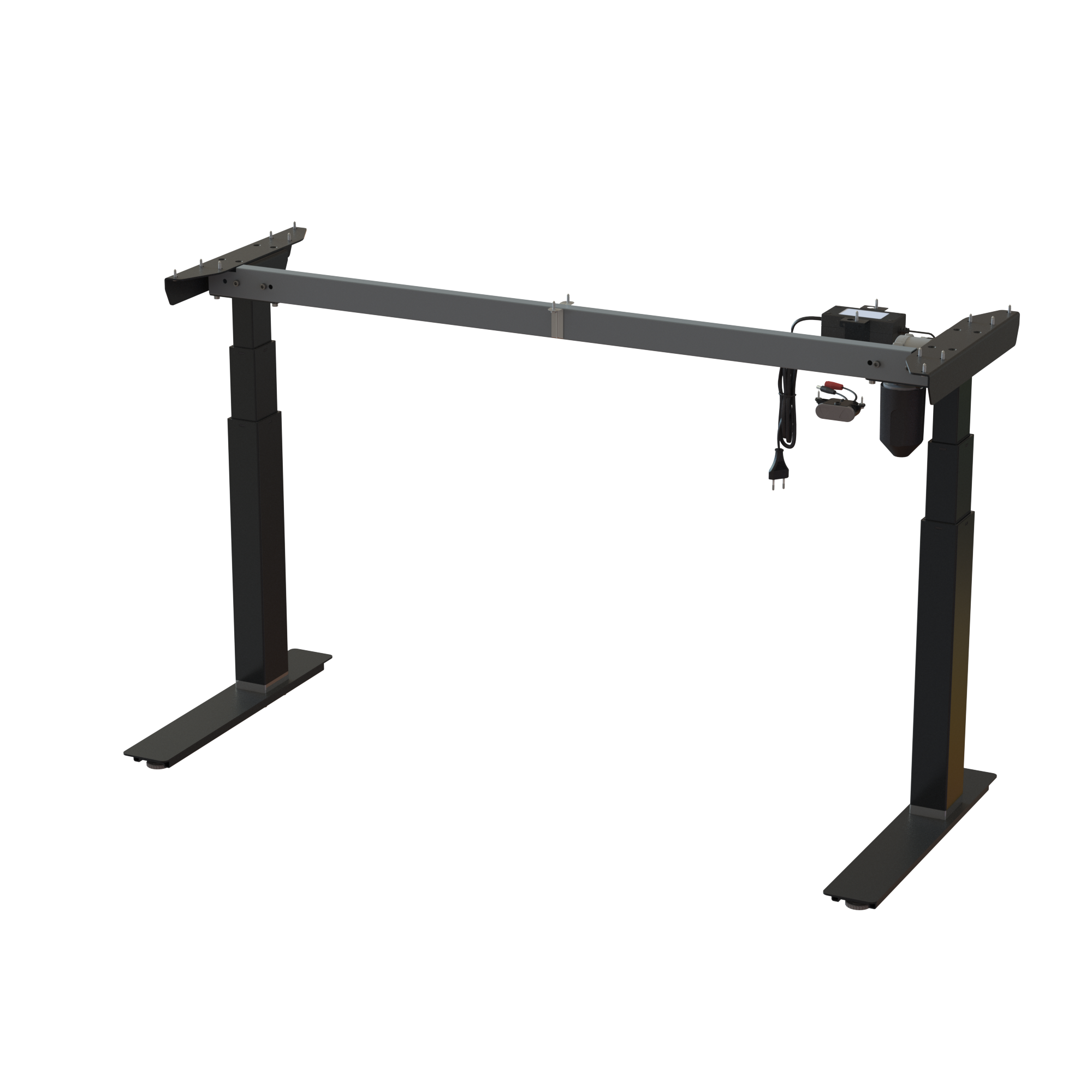 Sit-stand office base, steel, Black finish. Base width 50.8 in. Height range 22.448.0 in. Frame lifts 220 lbs.