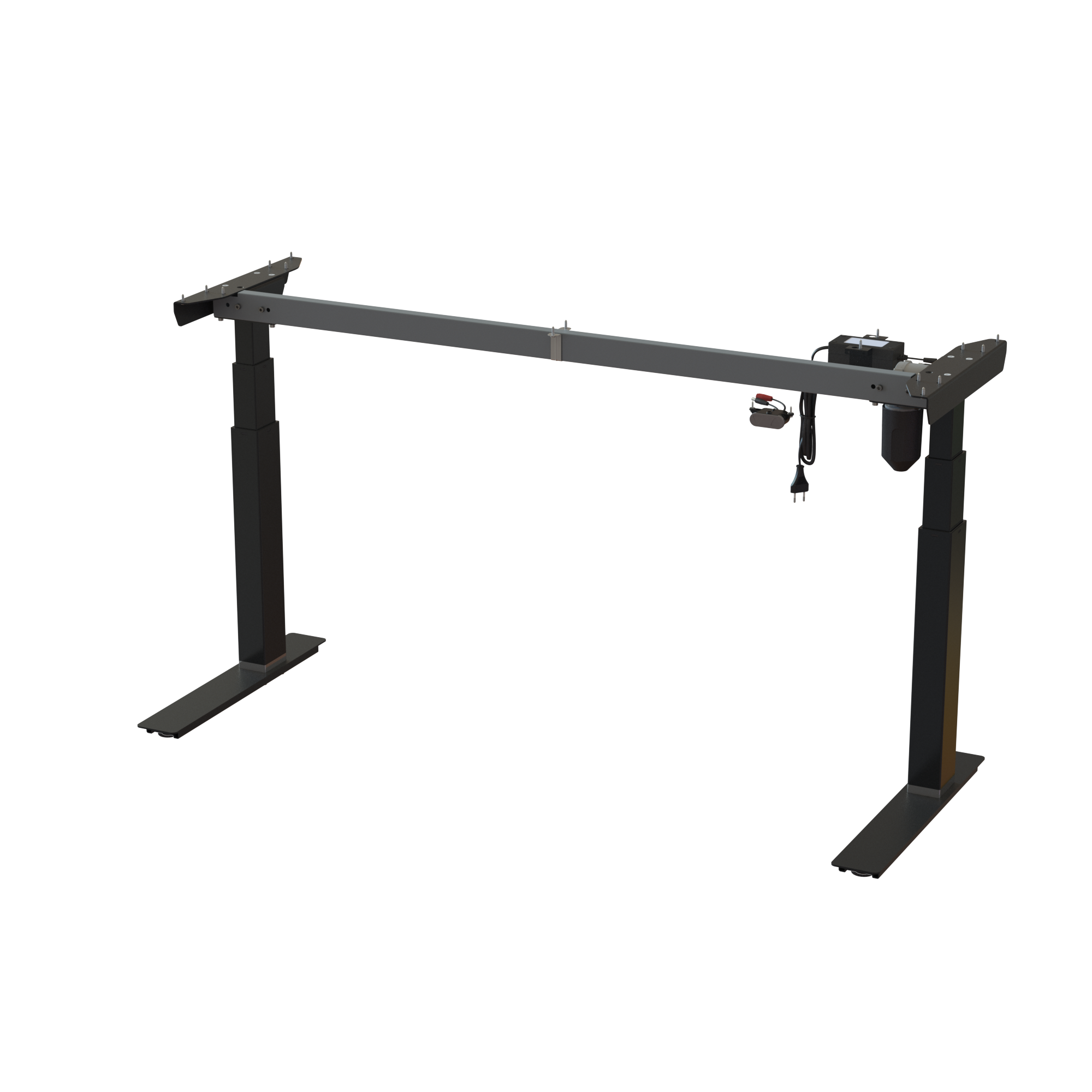 Black Office Base: 56 inch wide frame. Height adjusts 22.6-48.7 inches. Heavy duty lift. Lifts 220.5 lbs.