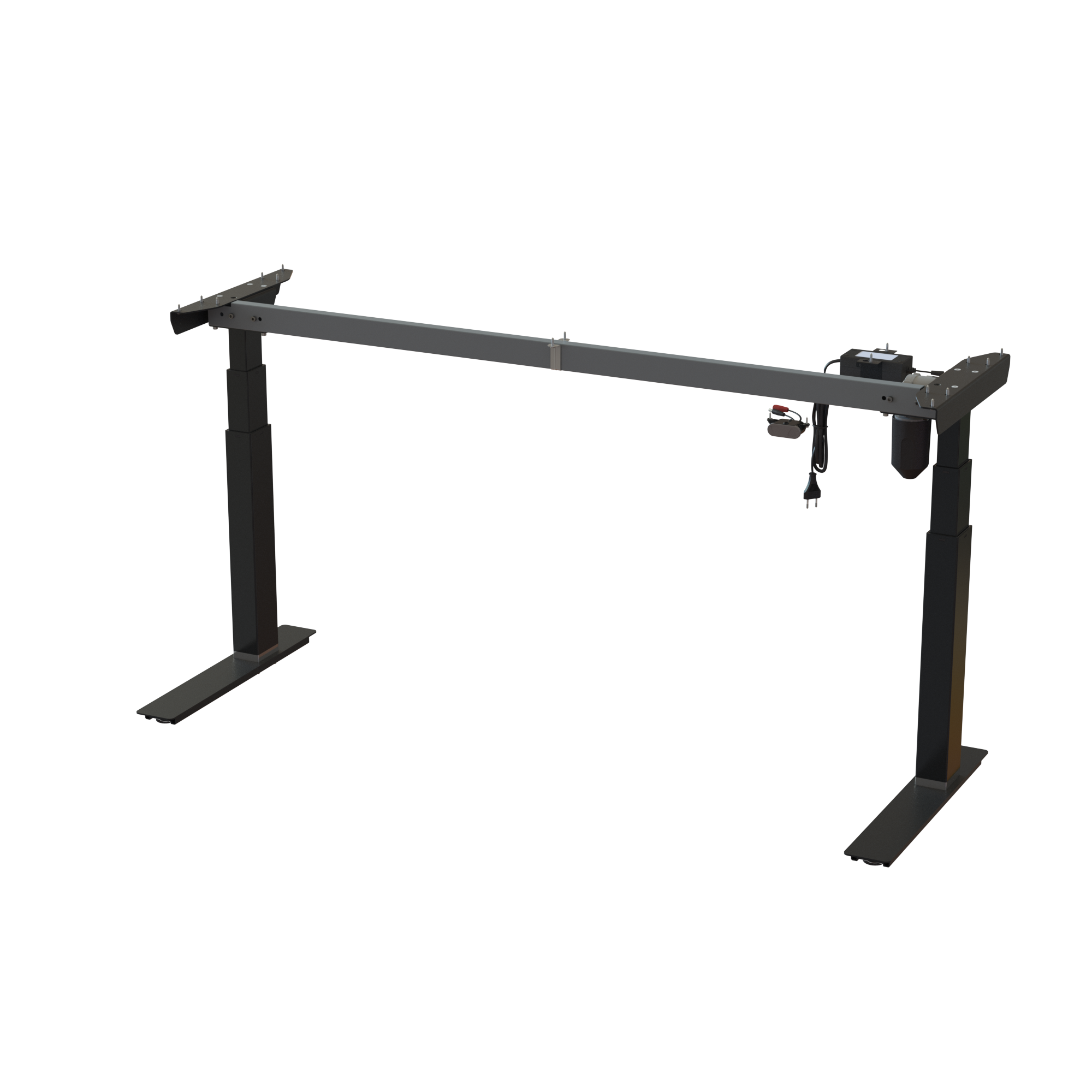 Height adjustable workbench frame, painted Black. Base width 59.8 in. Operating range 22.448.0 in. Dynamic capacity 220 lbs.