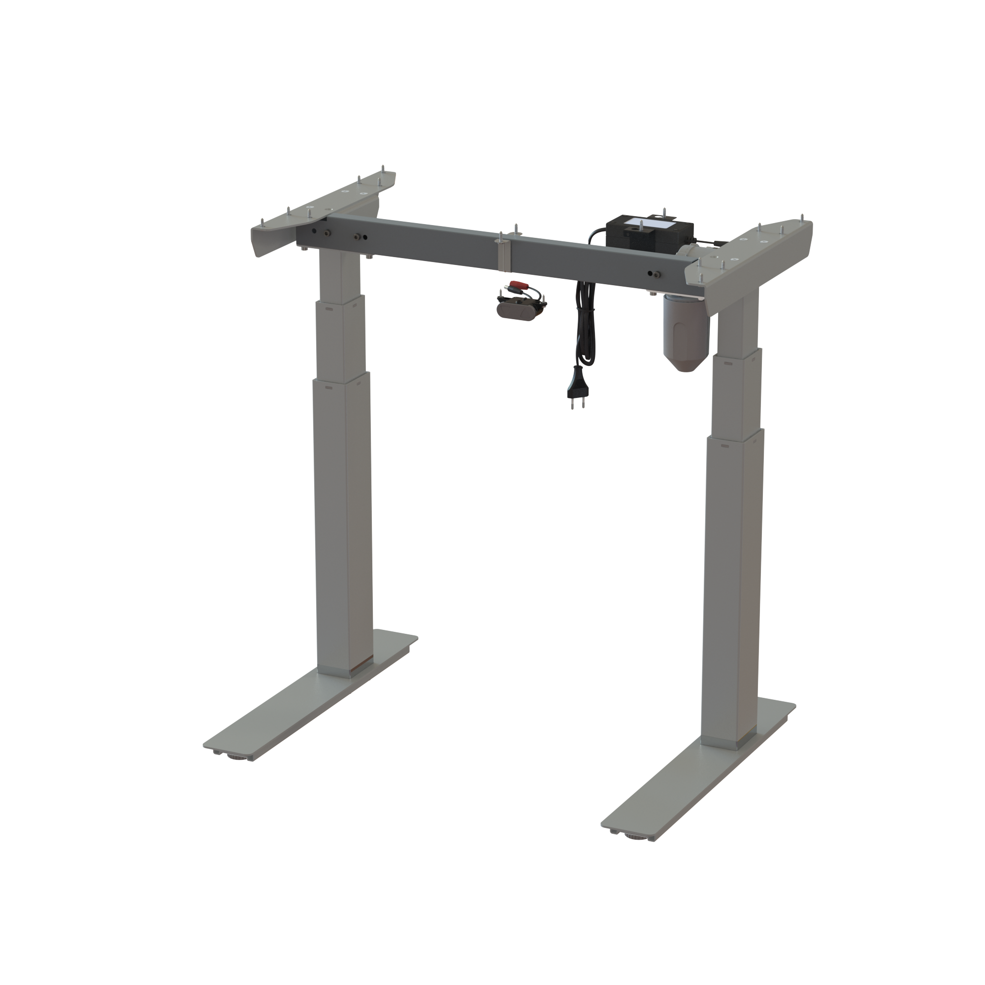 Ergonomic desk stand, coated in Silver. Frame width 28.3 in. Operating range 22.4 48.0 in. Max load 220 lbs.