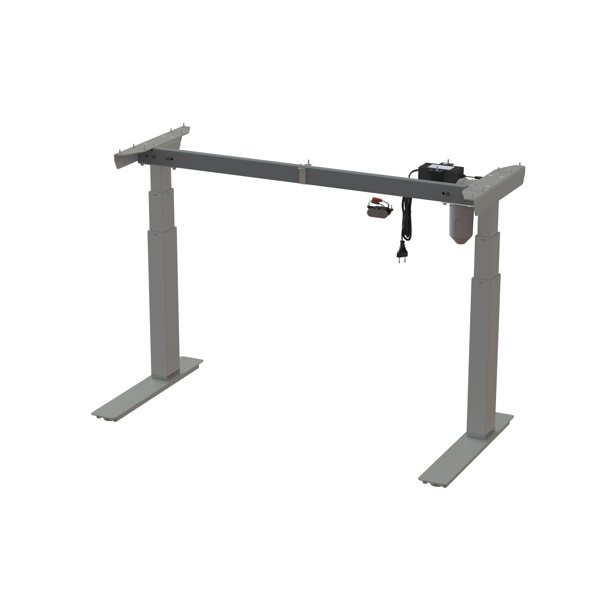 2-column sit-stand frame, Silver powder-coated frame. Frame width 44.1 in. Adjustable height 22.448.0 in. Lifting capacity 220 lbs.