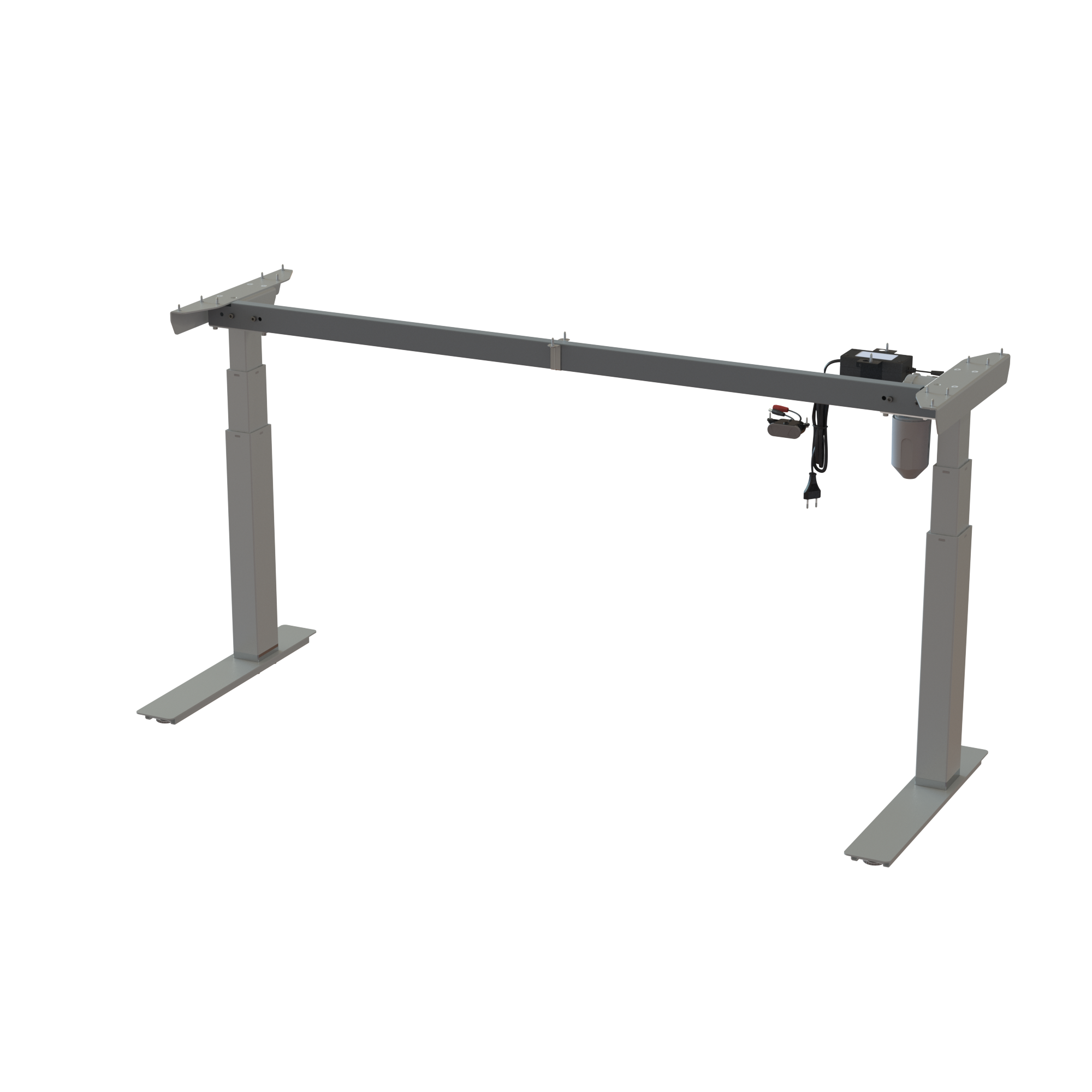 2-leg adjustable base, coated in Silver. Frame width 59.8 in. Height range 22.448.0 in. Max load 220 lbs.