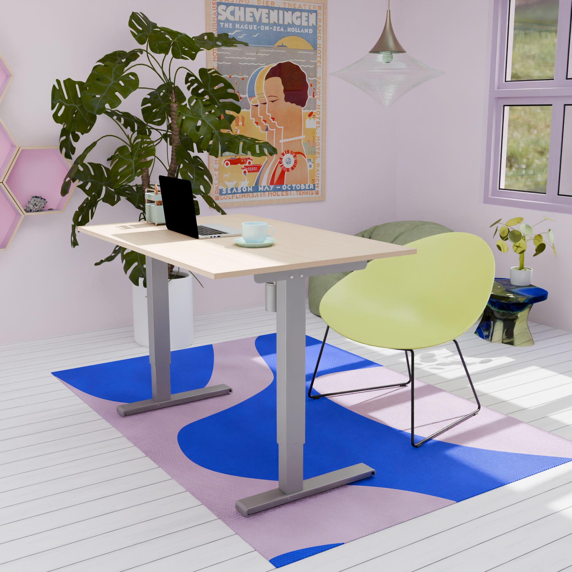 Electric Adjustable Desk | 120x60 cm |  with silver frame