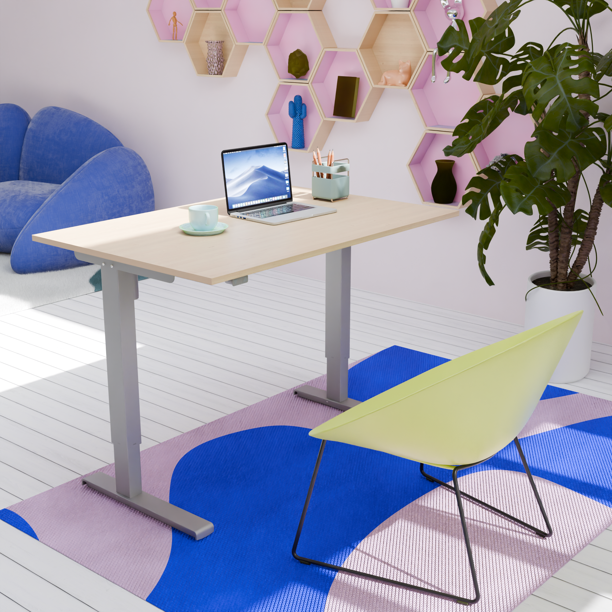 Electric Adjustable Desk | 120x80 cm |  with silver frame