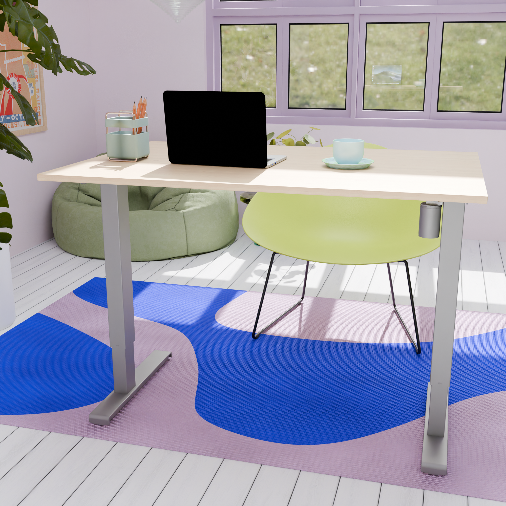 Electric Adjustable Desk | 150x80 cm |  with silver frame