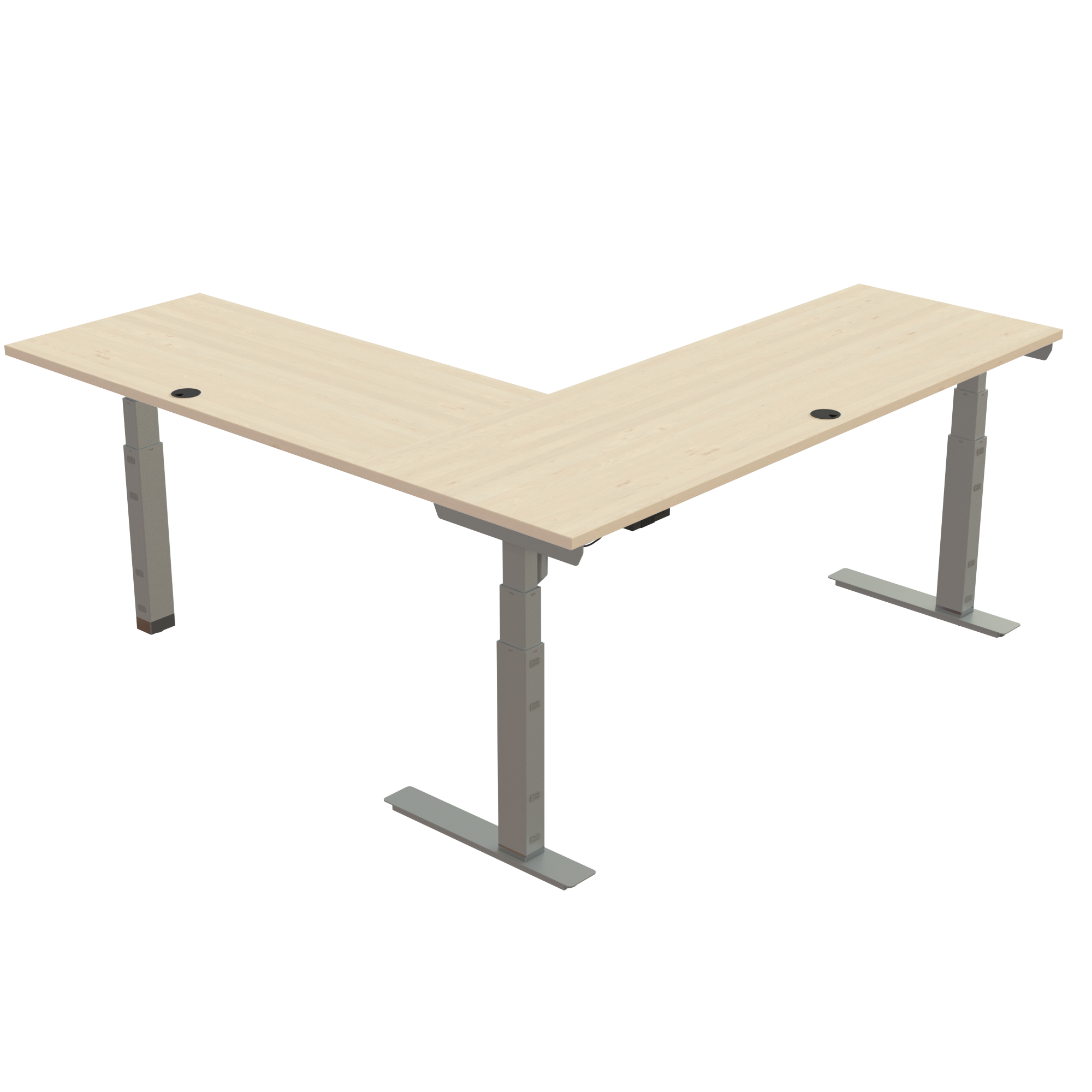 Standing Desk | 180x180 cm | Maple with silver frame
