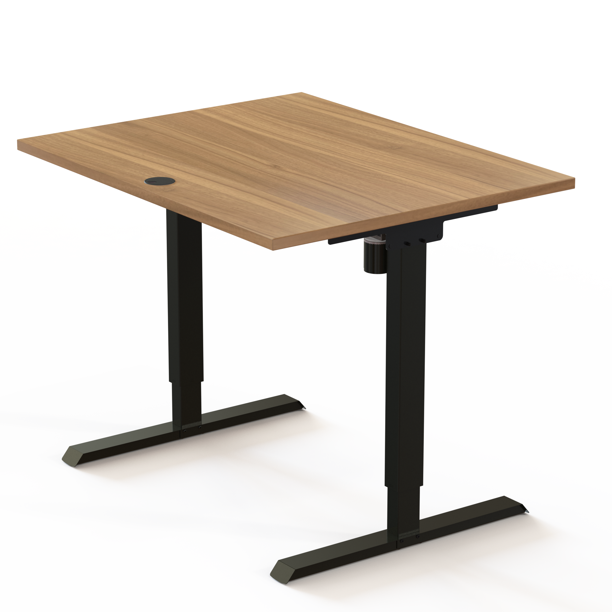 Electric Adjustable Desk | 100x80 cm | Walnut with black frame