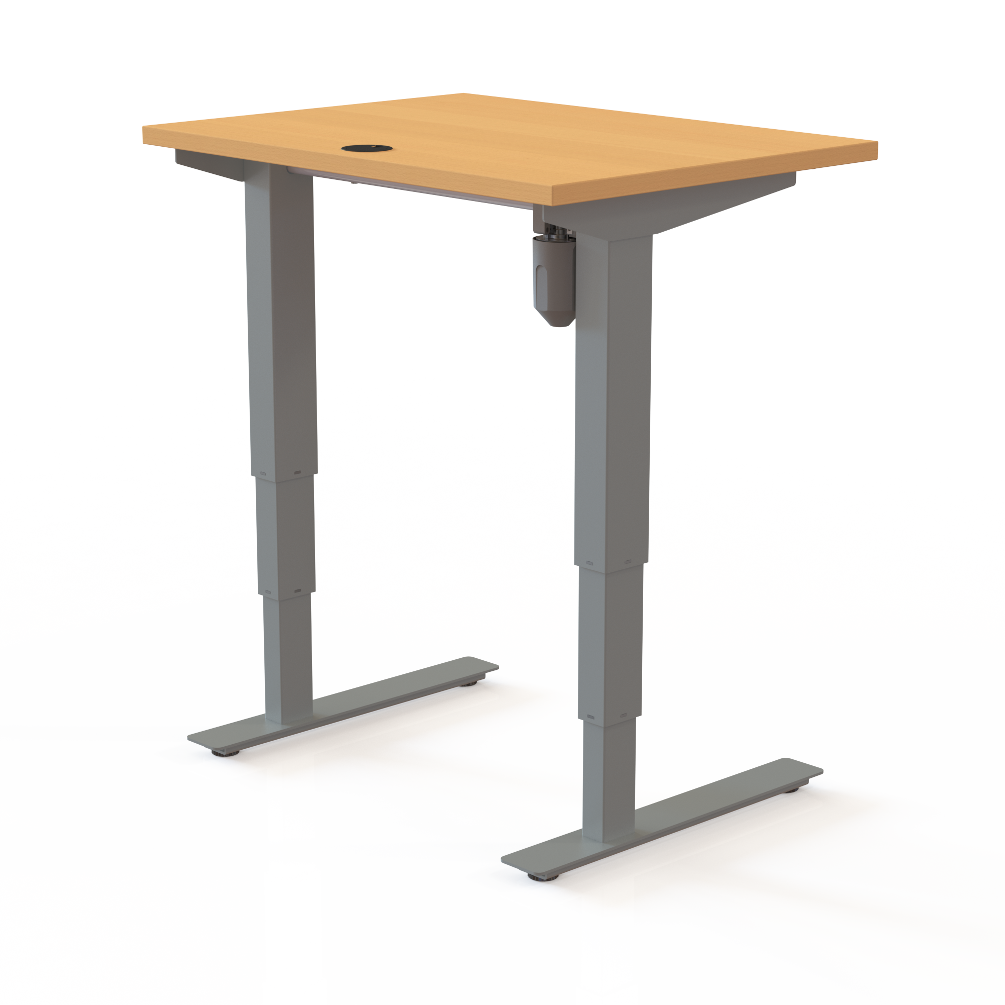Electric Adjustable Desk | 80x60 cm | Beech with silver frame