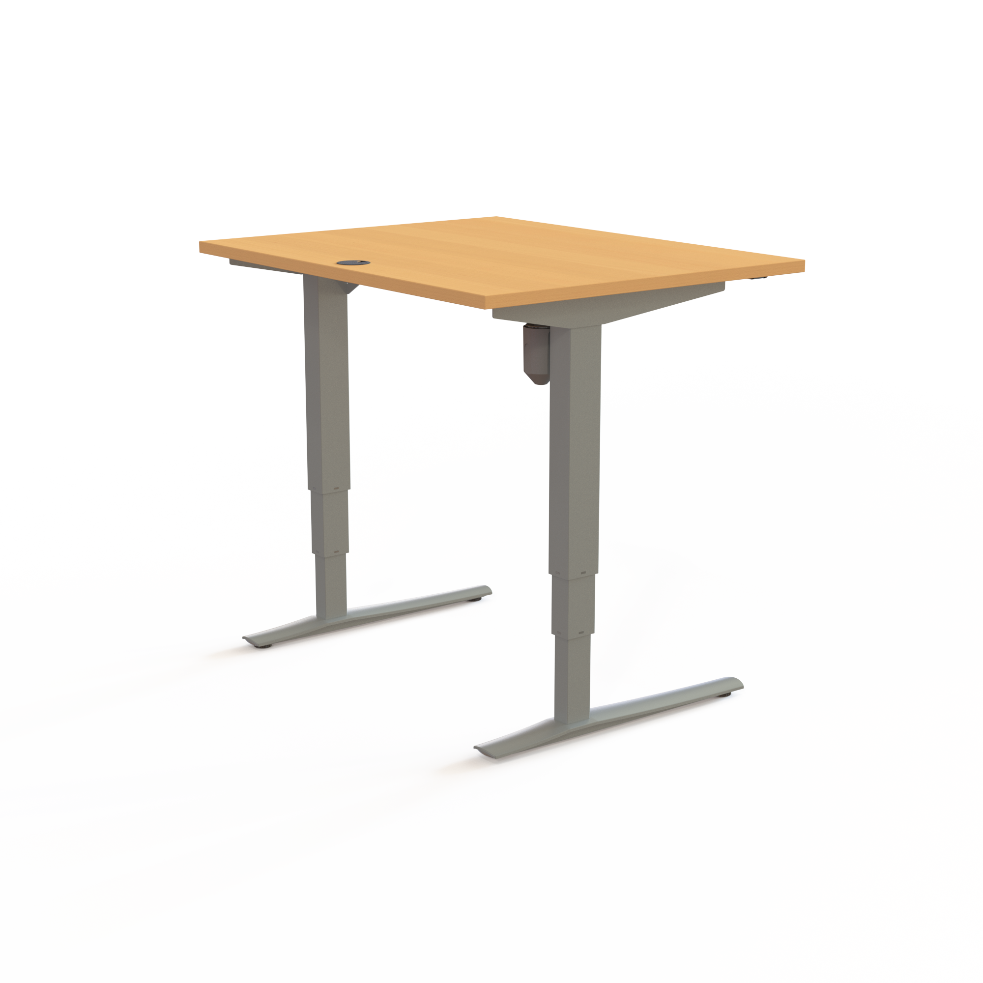 Electric Adjustable Desk | 100x80 cm | Beech with silver frame