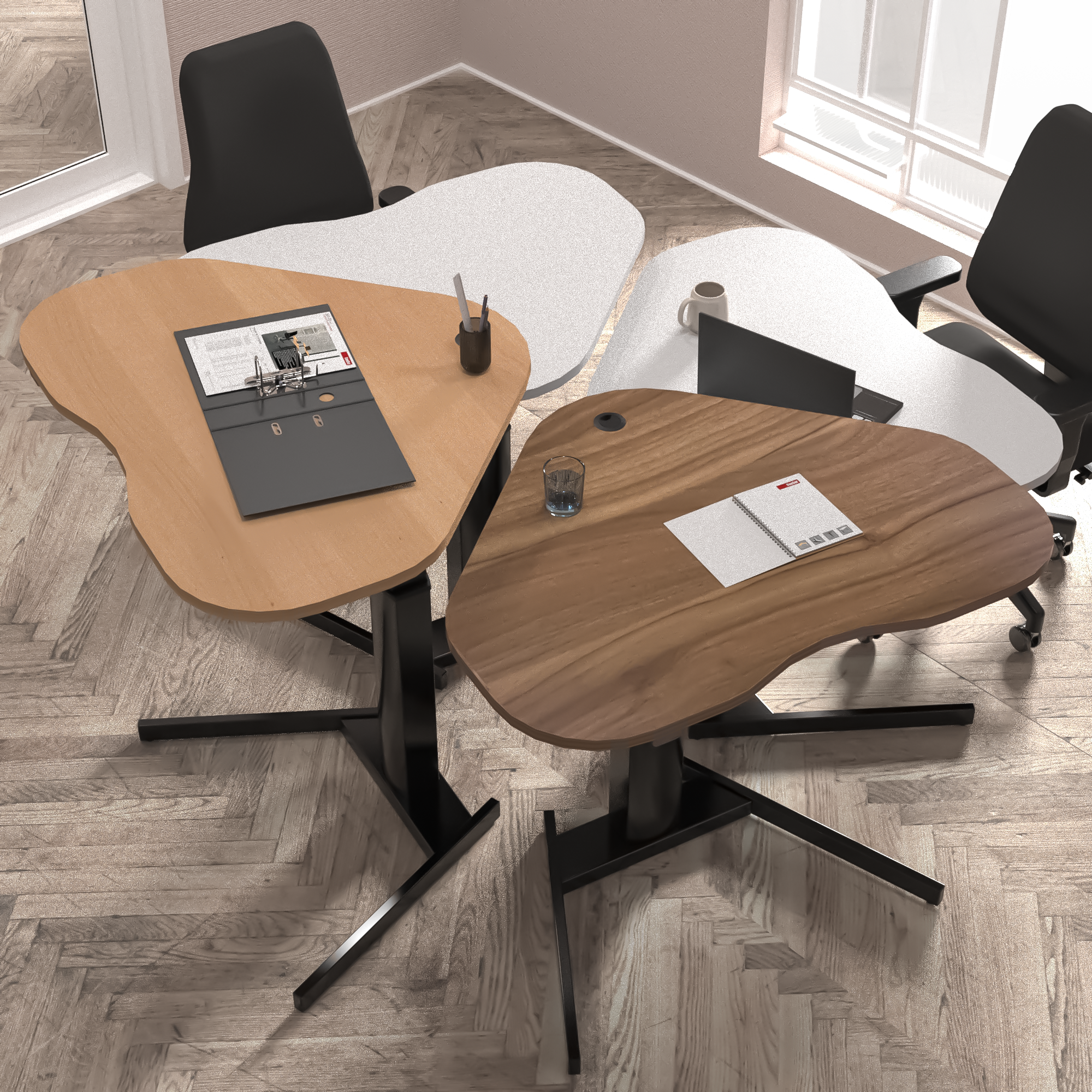 Electric Adjustable Desk | 117x90 cm | Walnut with black frame