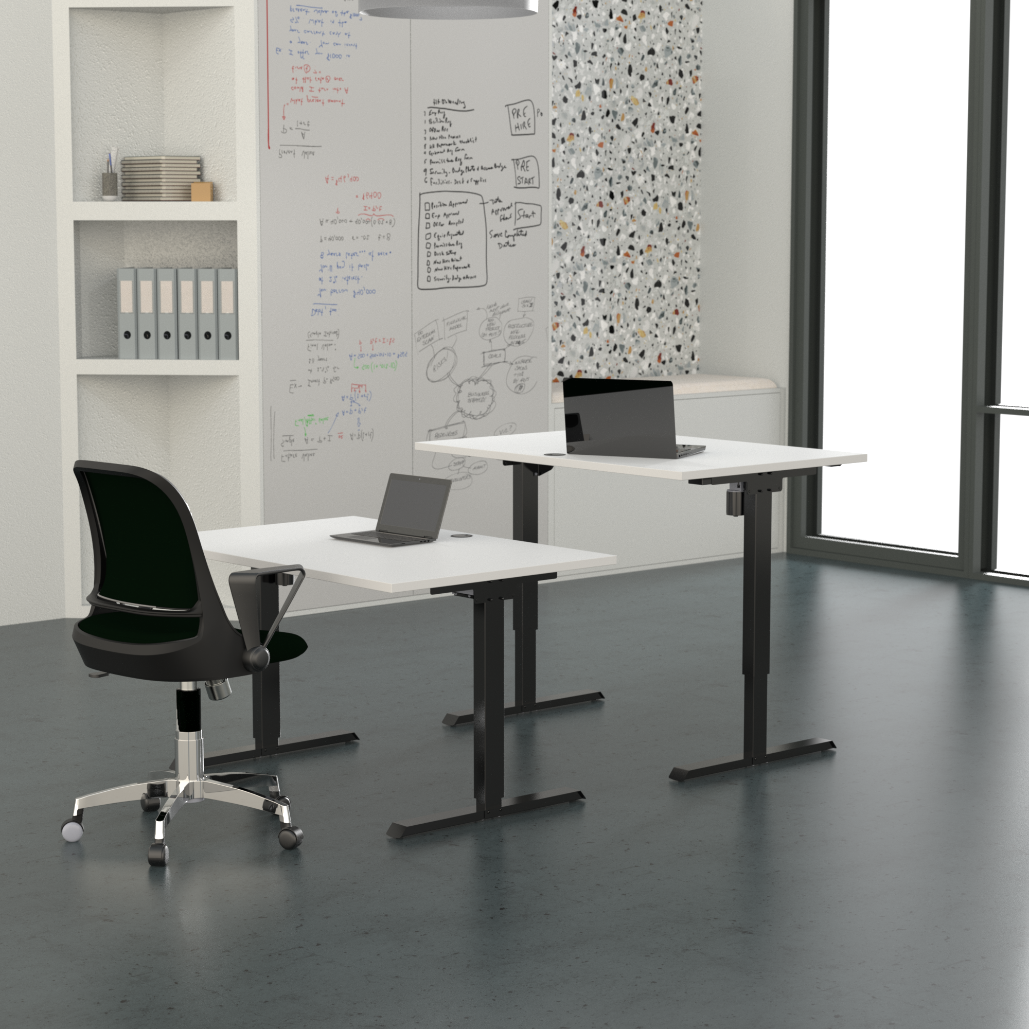 Electric Adjustable Desk | 100x80 cm | White with black frame