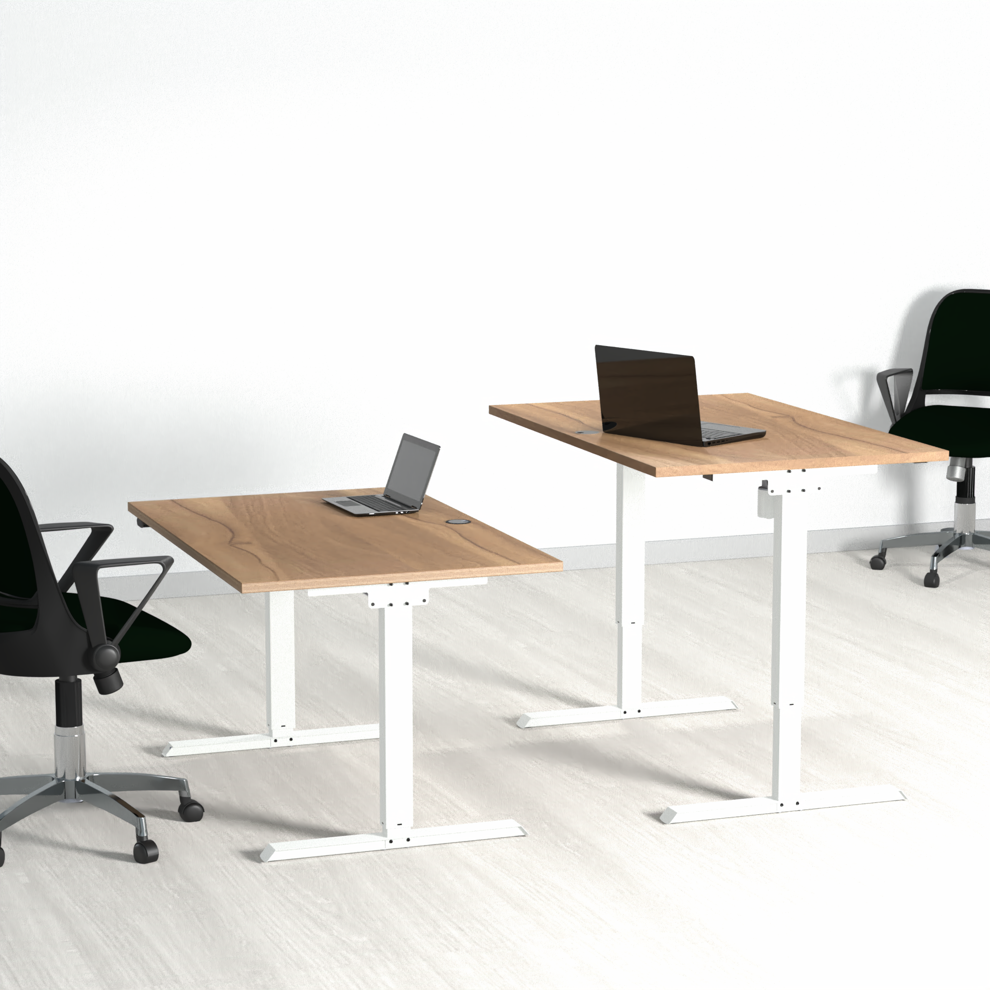 Electric Adjustable Desk | 150x80 cm | Walnut with white frame