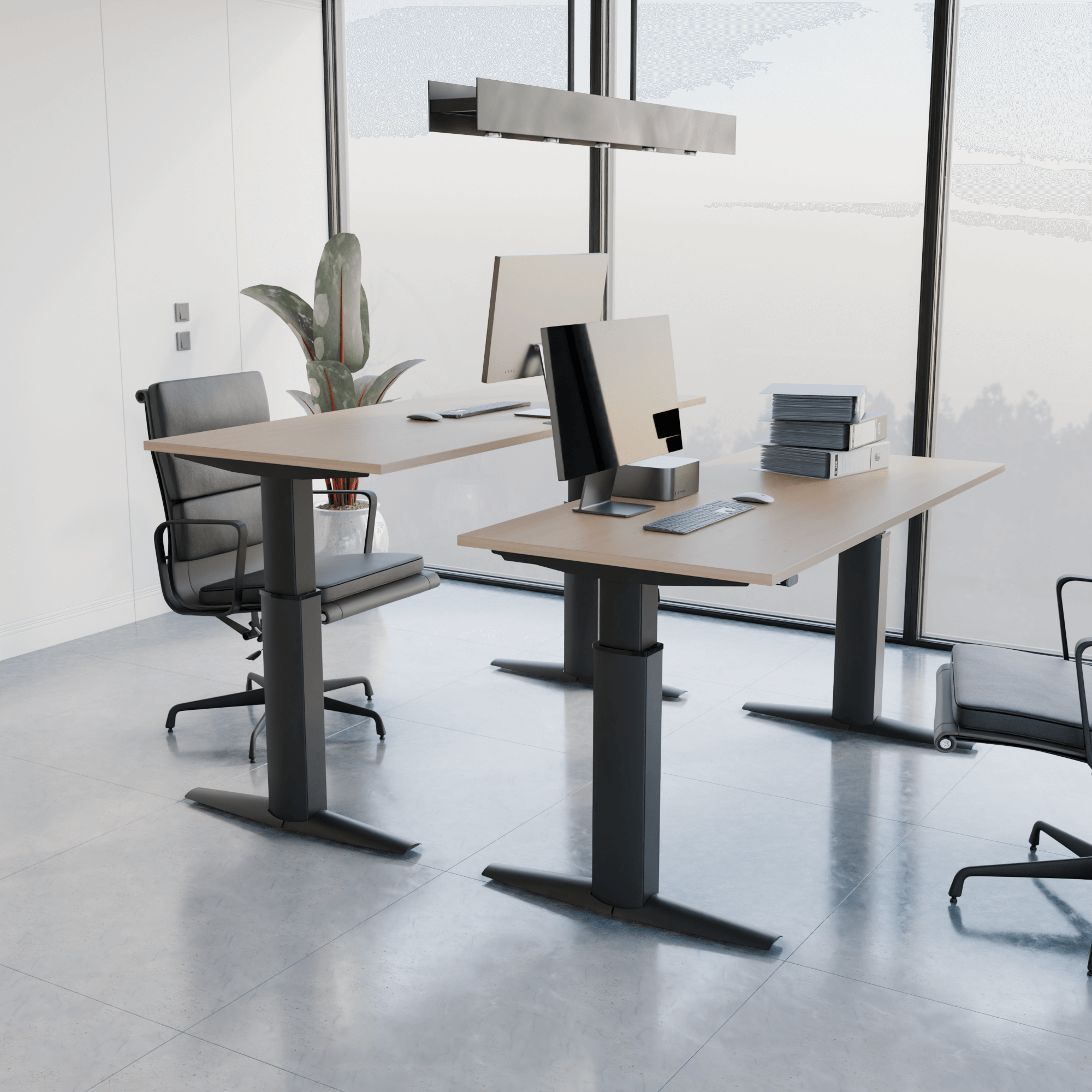 Electric Adjustable Desk | 150x80 cm | Maple with black frame