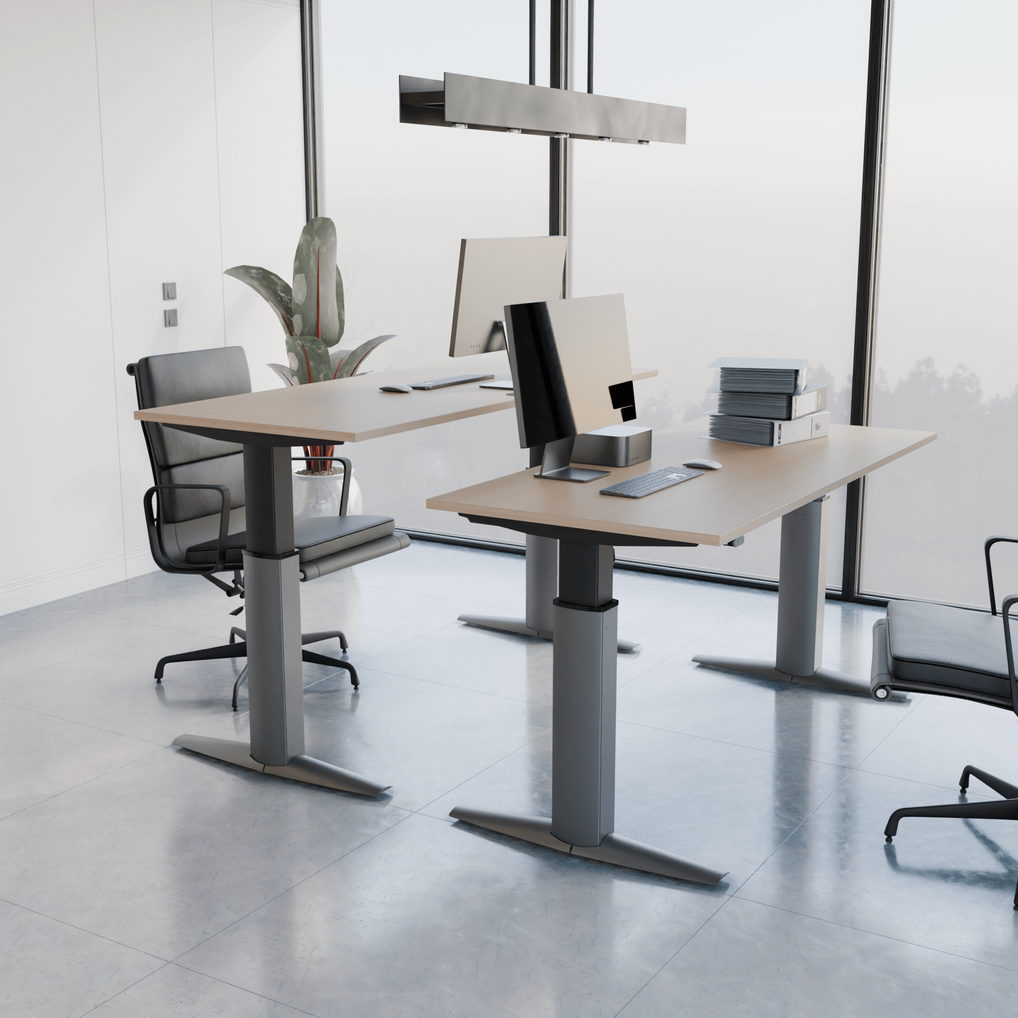 Electric Adjustable Desk | 150x80 cm | Maple with silver frame