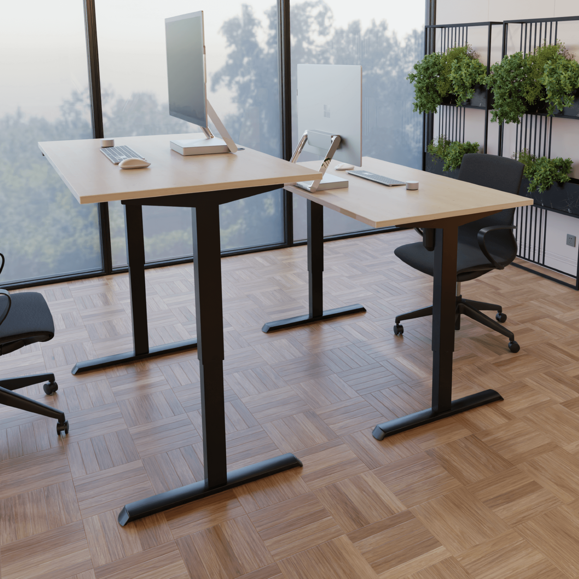 Electric Adjustable Desk | 120x80 cm | Maple with black frame