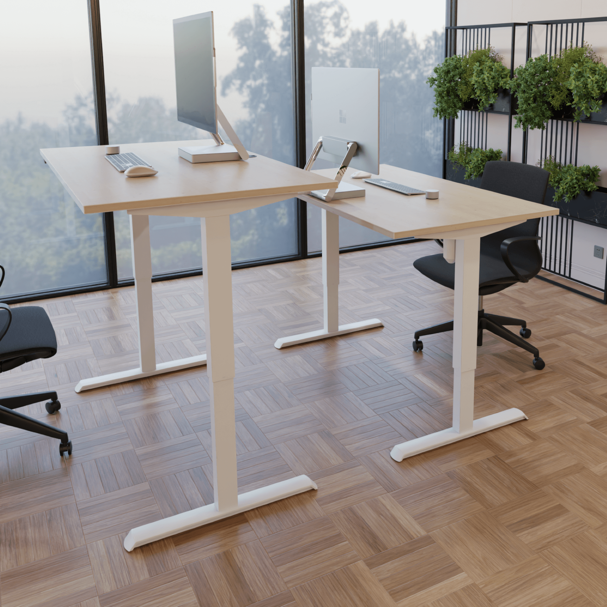 Electric Adjustable Desk | 120x80 cm | Maple with white frame