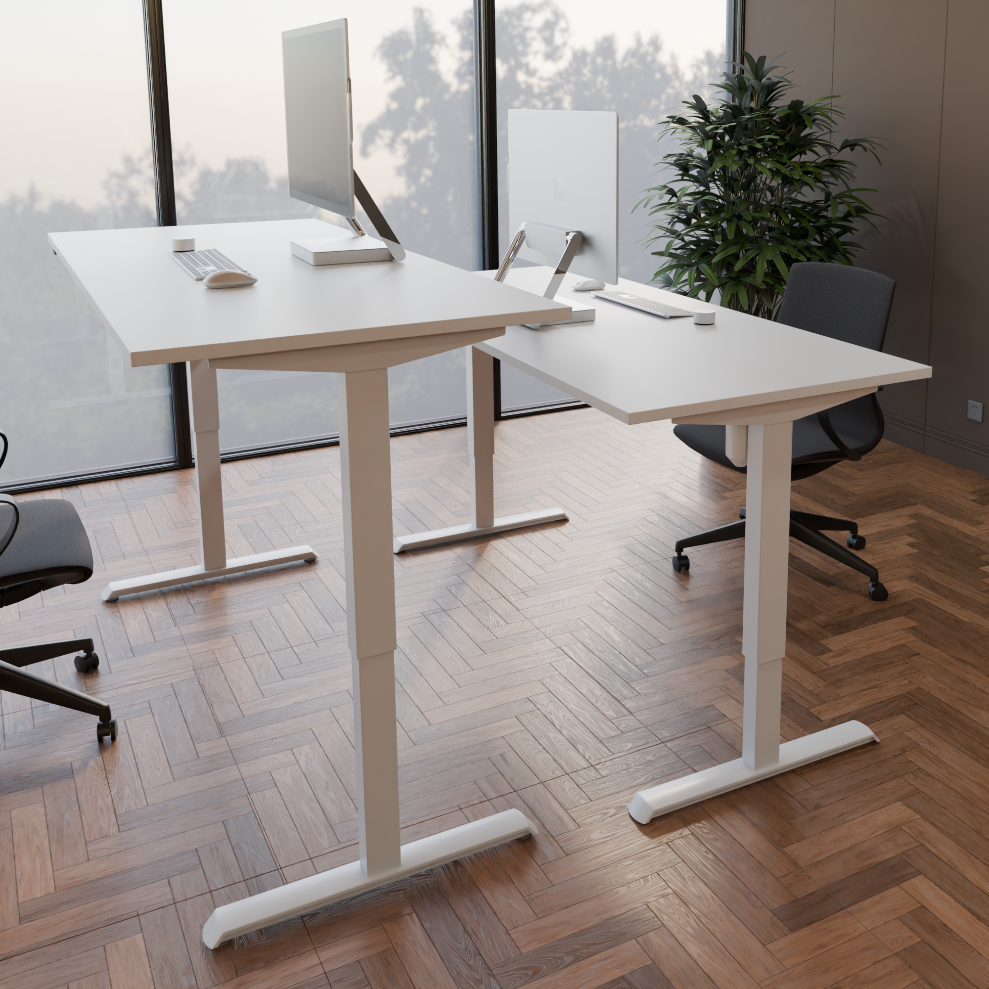 Electric Adjustable Desk | 120x80 cm | White with white frame