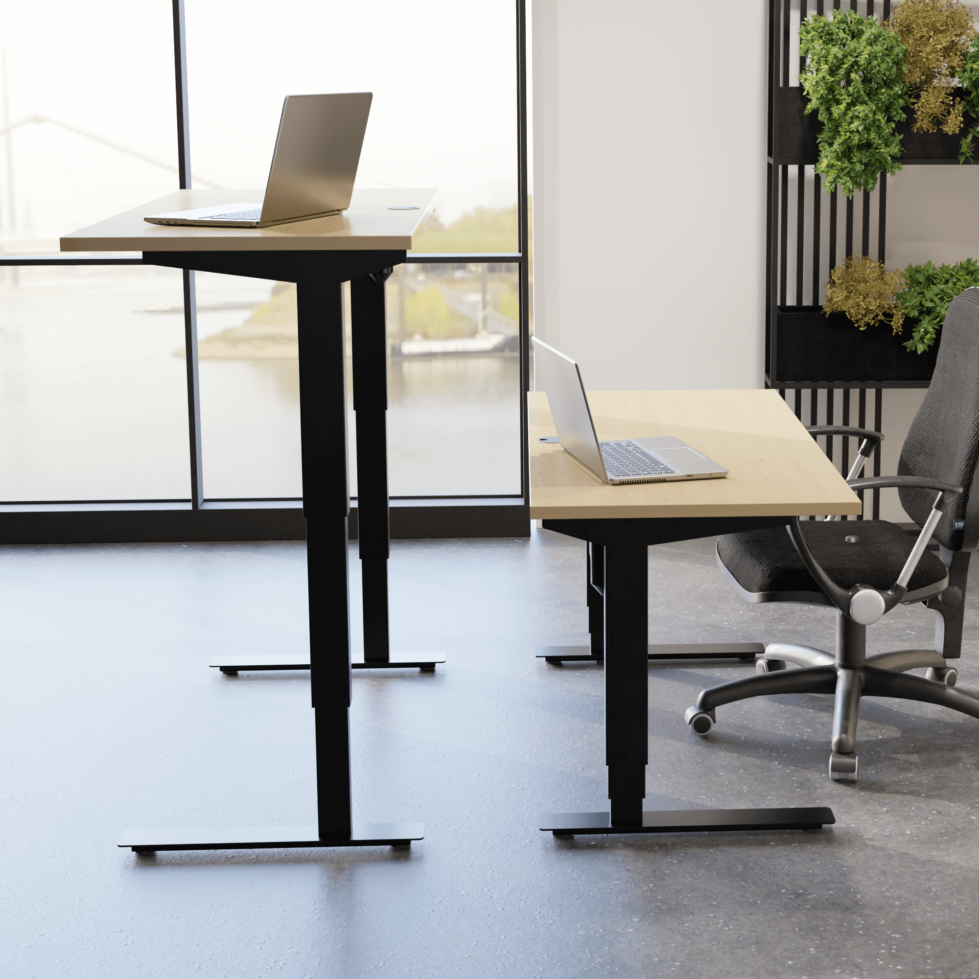 Electric Adjustable Desk | 120x60 cm | Maple with black frame