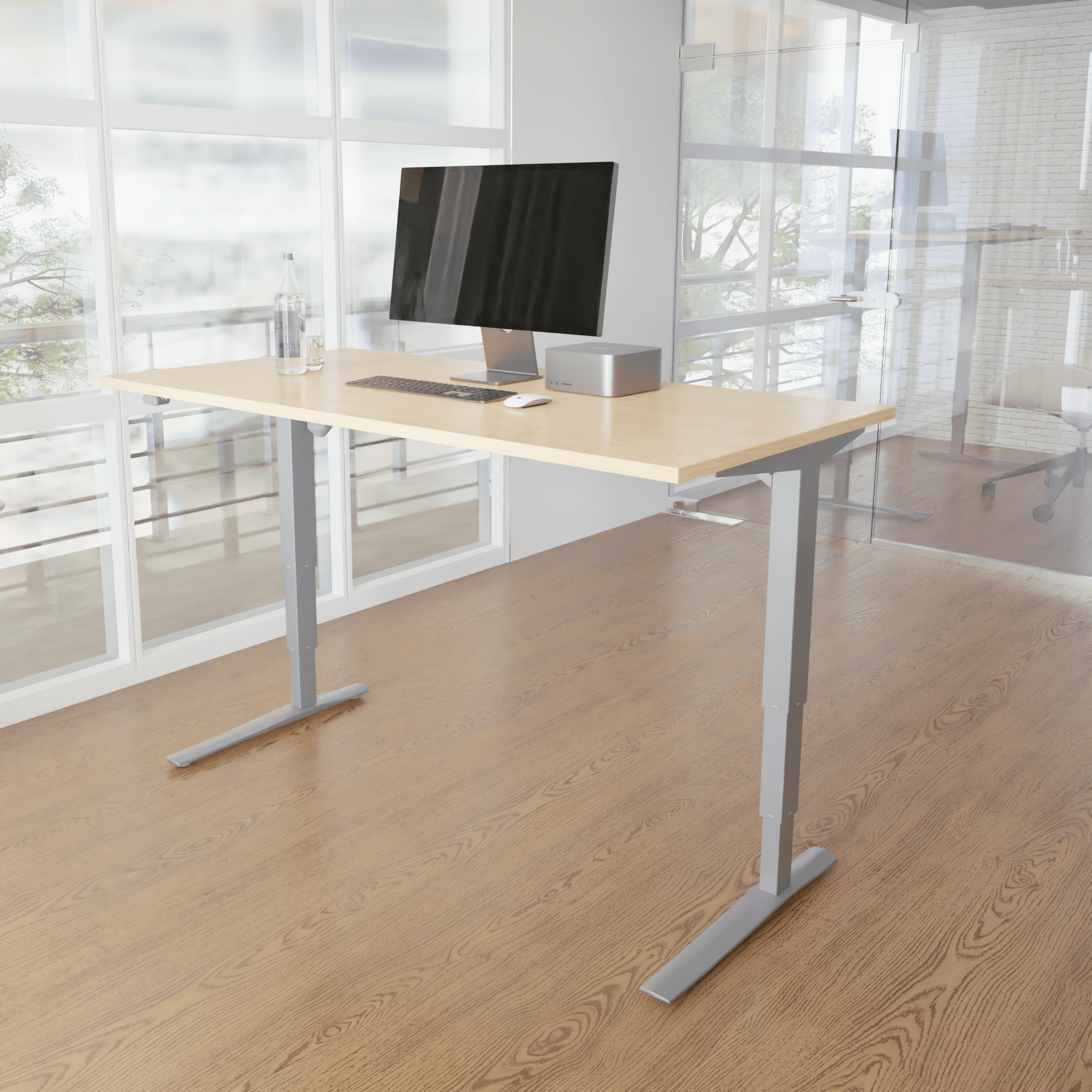 Electric Adjustable Desk | 150x80 cm | Maple with silver frame