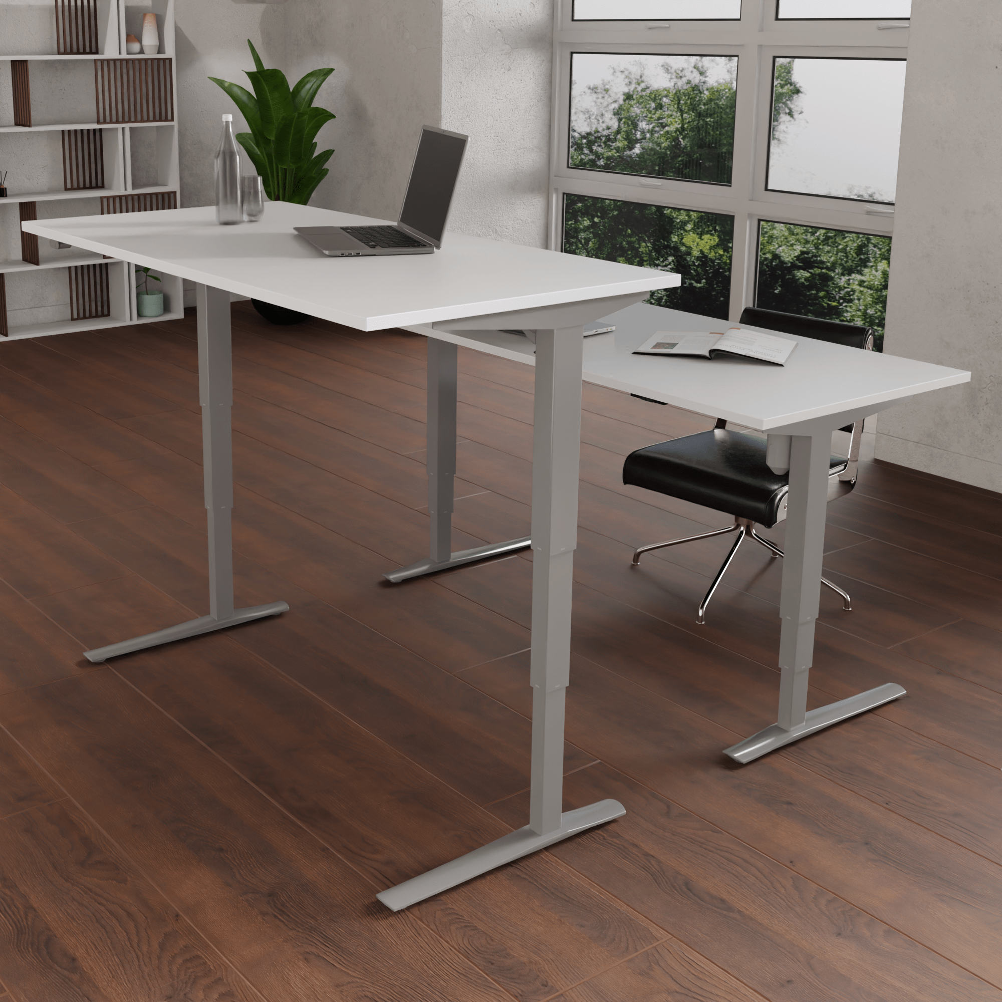 Electric Adjustable Desk | 120x80 cm | White with silver frame