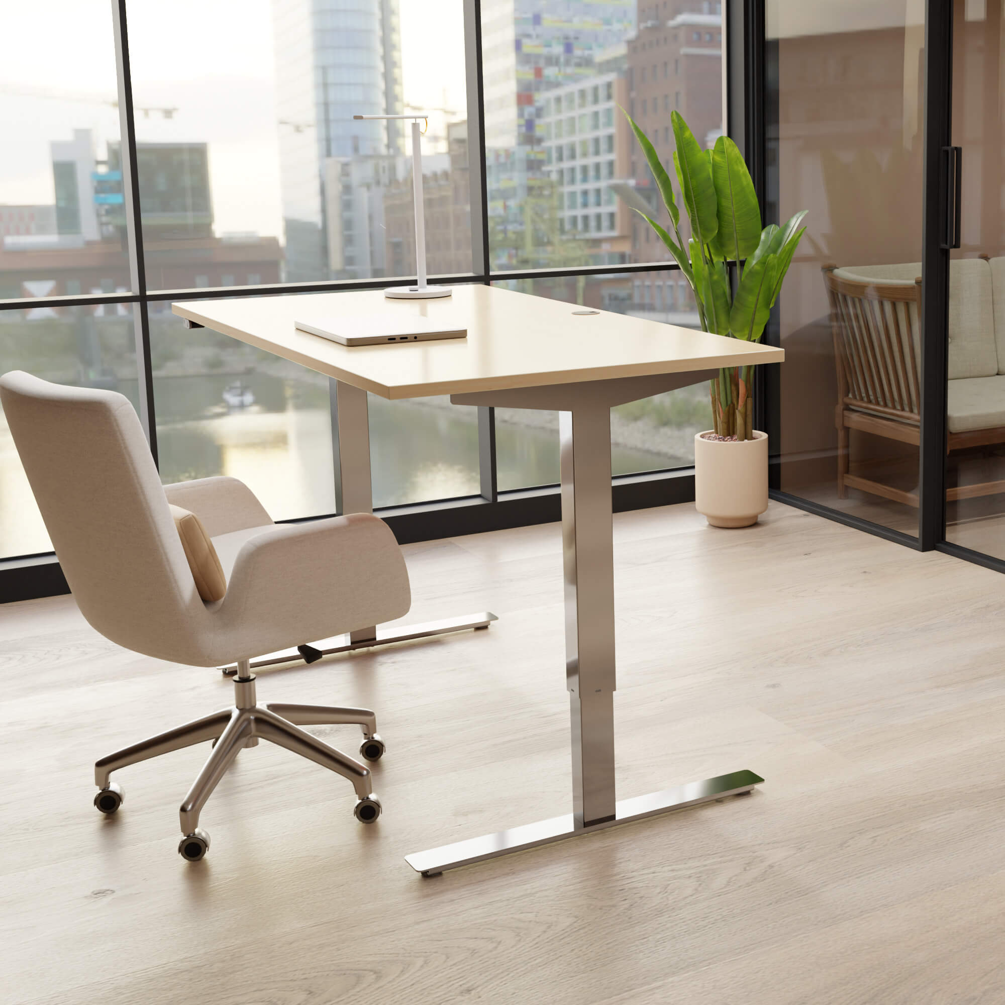 Electric Adjustable Desk | 150x80 cm | Maple with chrome frame