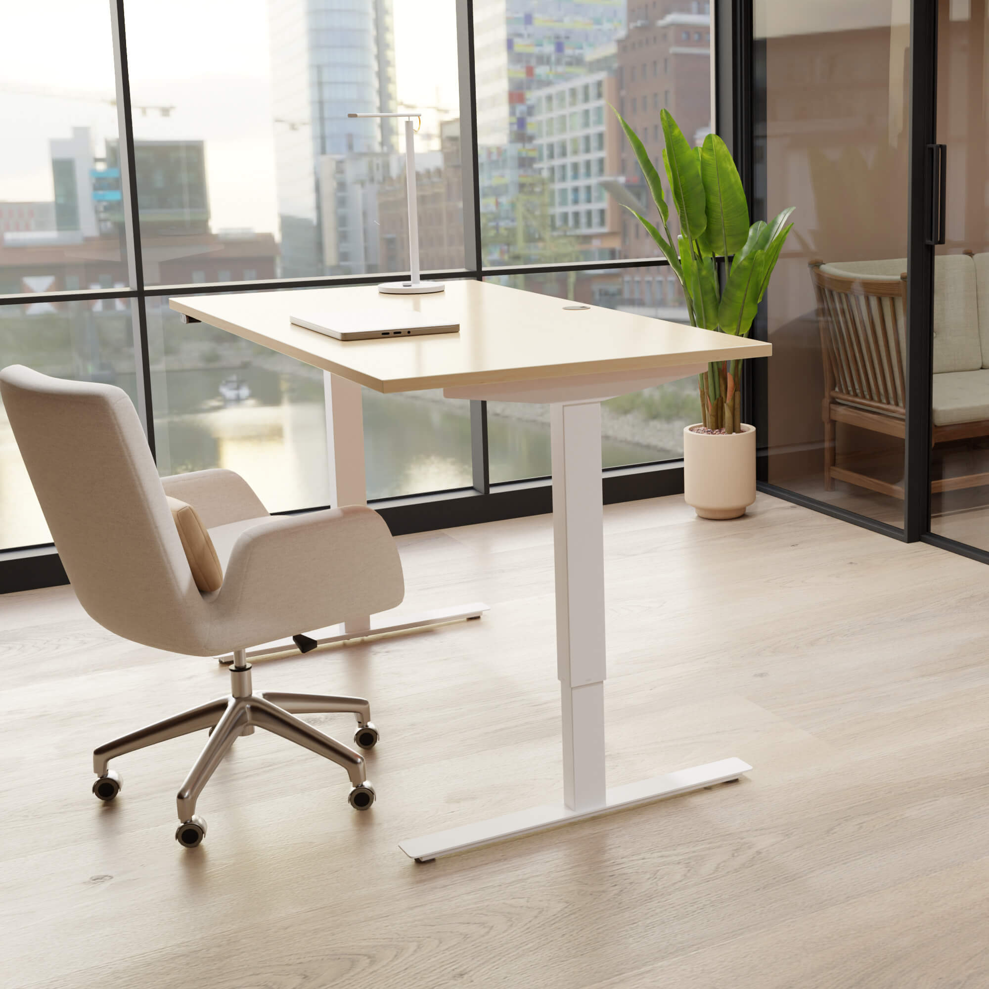 Electric Adjustable Desk | 150x80 cm | Maple with white frame