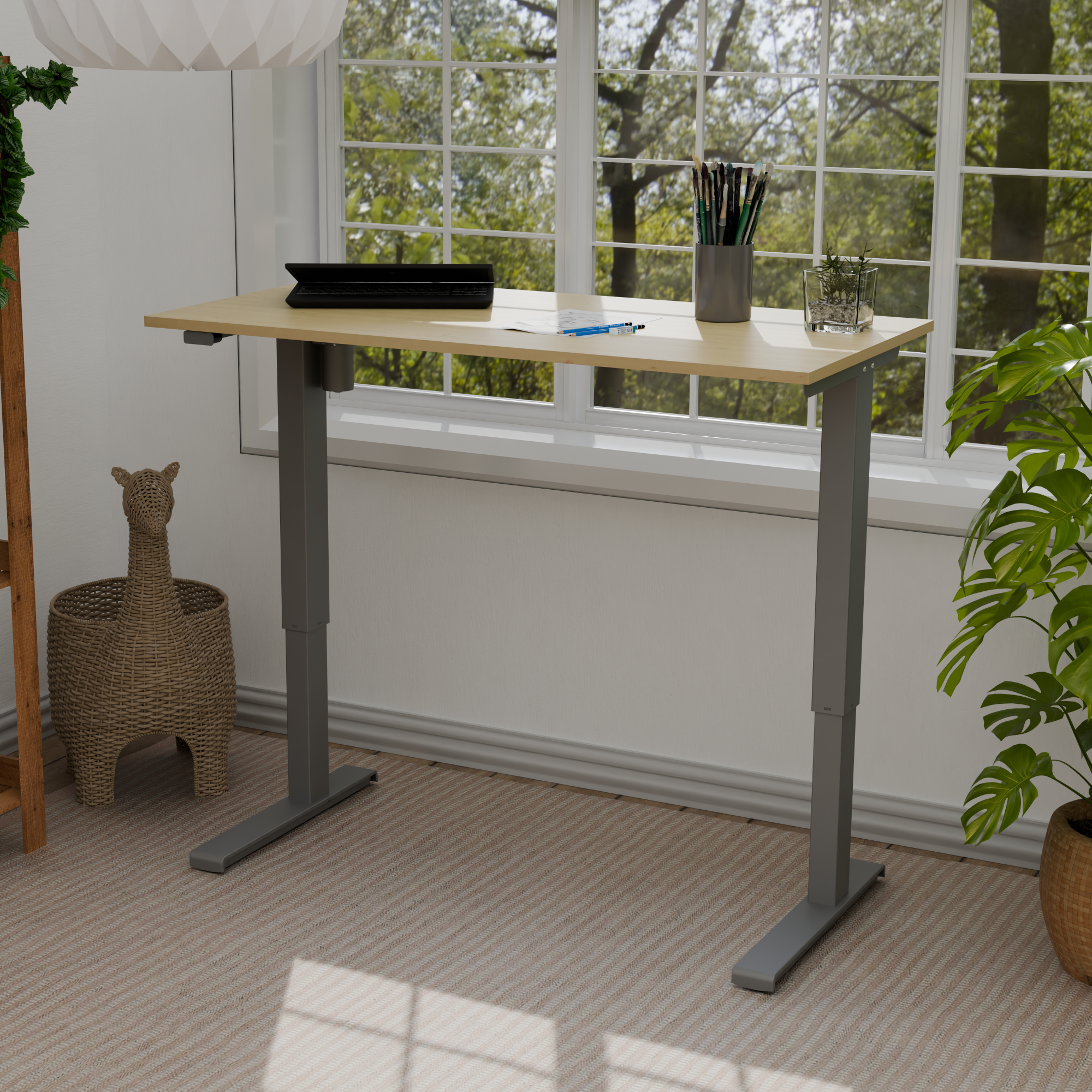 Electric Adjustable Desk | 120x60 cm |  with silver frame