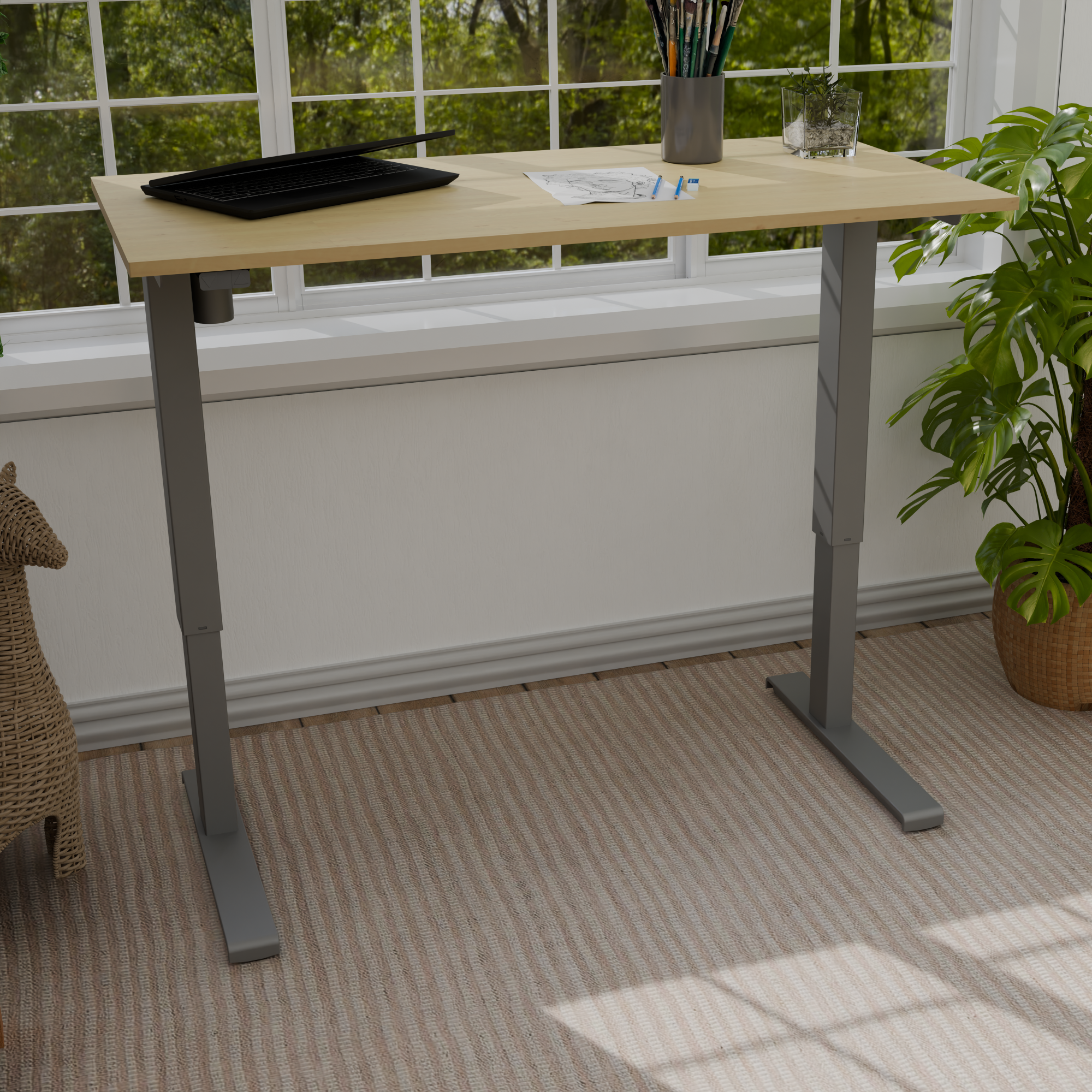 Electric Adjustable Desk | 150x80 cm |  with silver frame