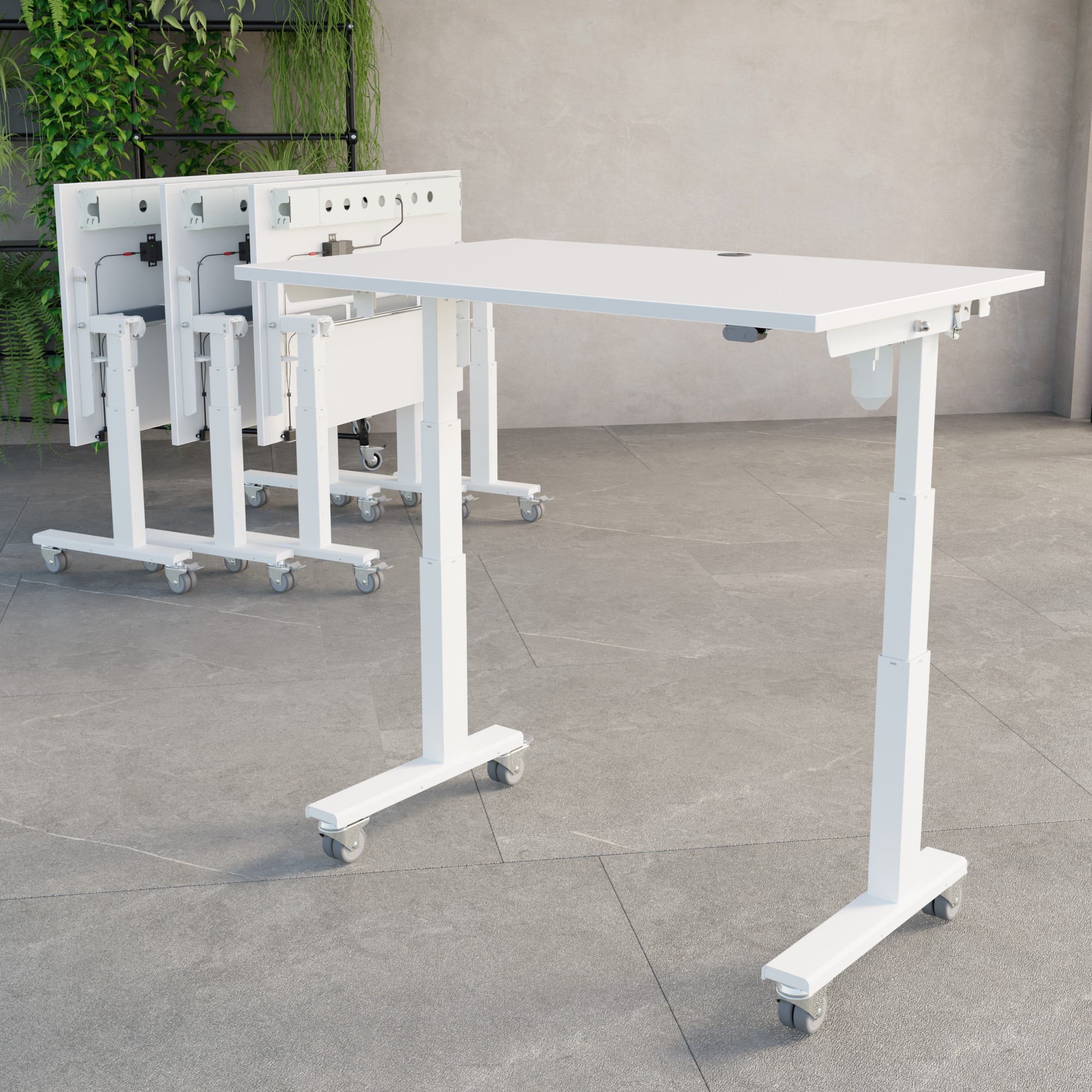 Electric Adjustable Desk | 120x80 cm | White with white frame
