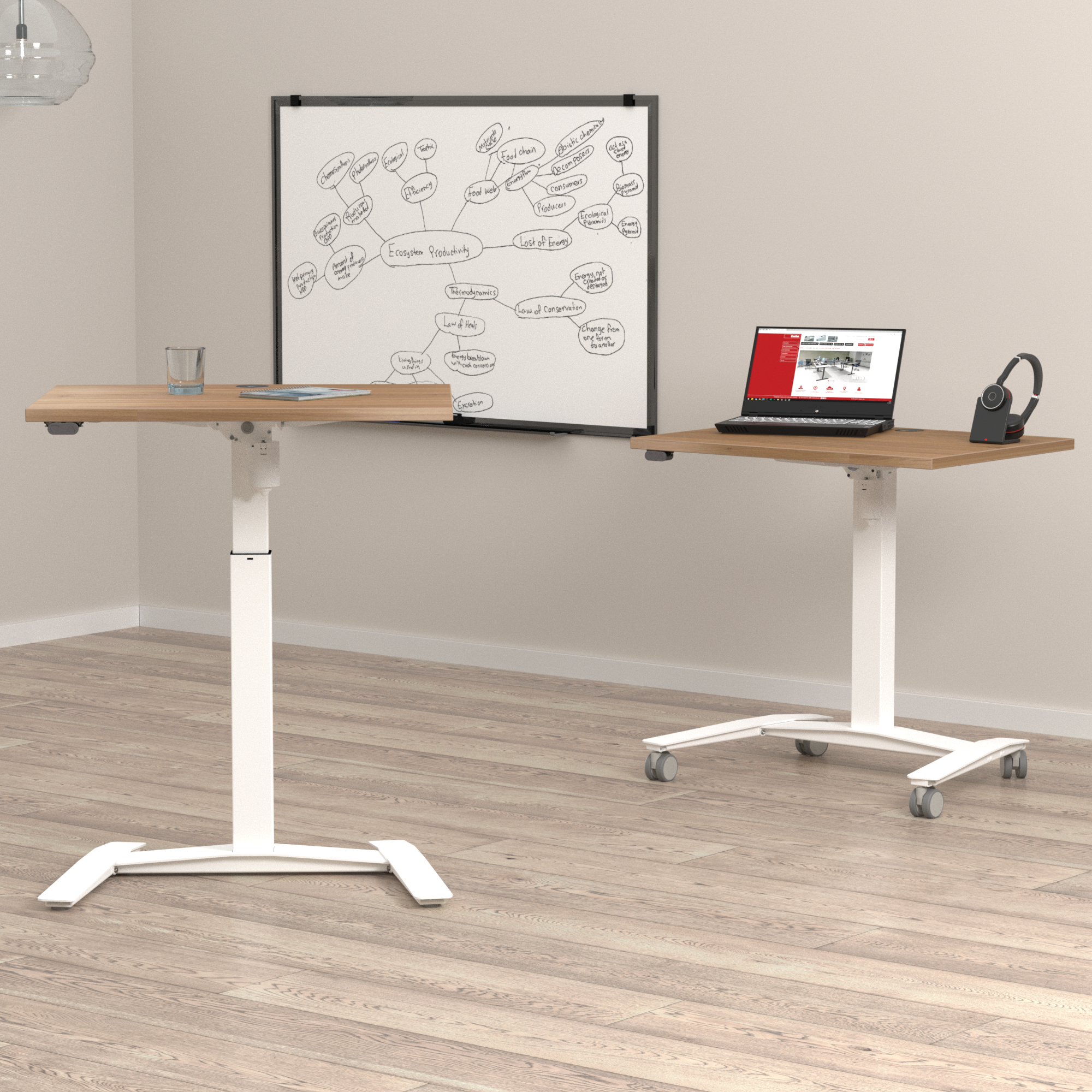 Electric Adjustable Desk | 80x60 cm | Walnut with white frame