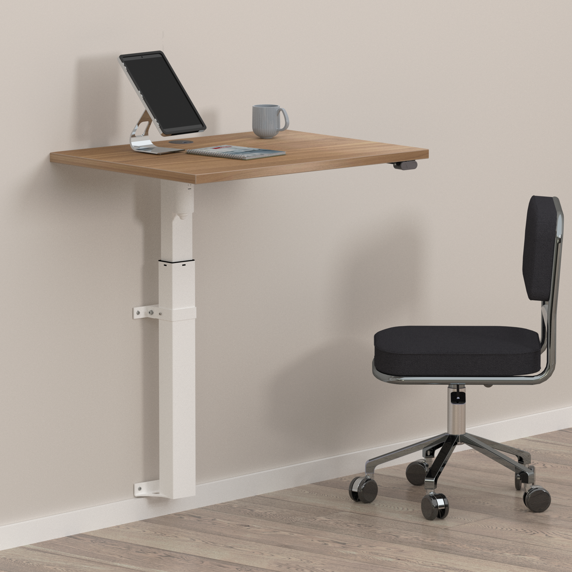 Electric Adjustable Desk | 80x60 cm | Walnut with white frame