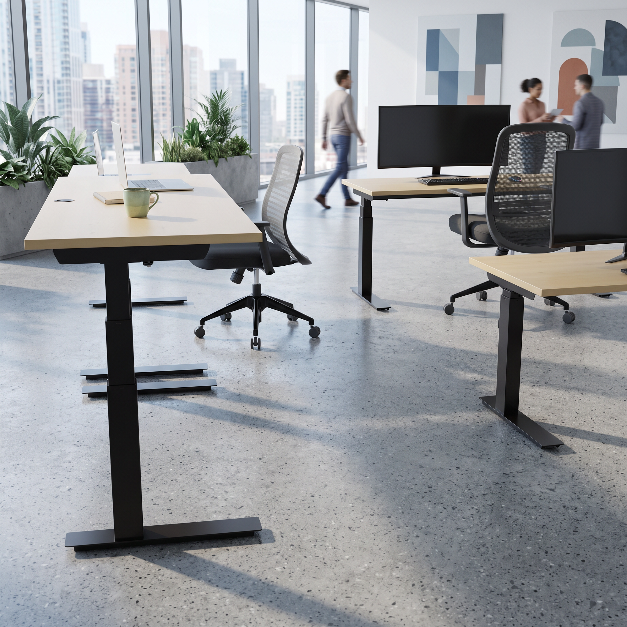 Standing Desk | 120x60 cm | Maple with black frame