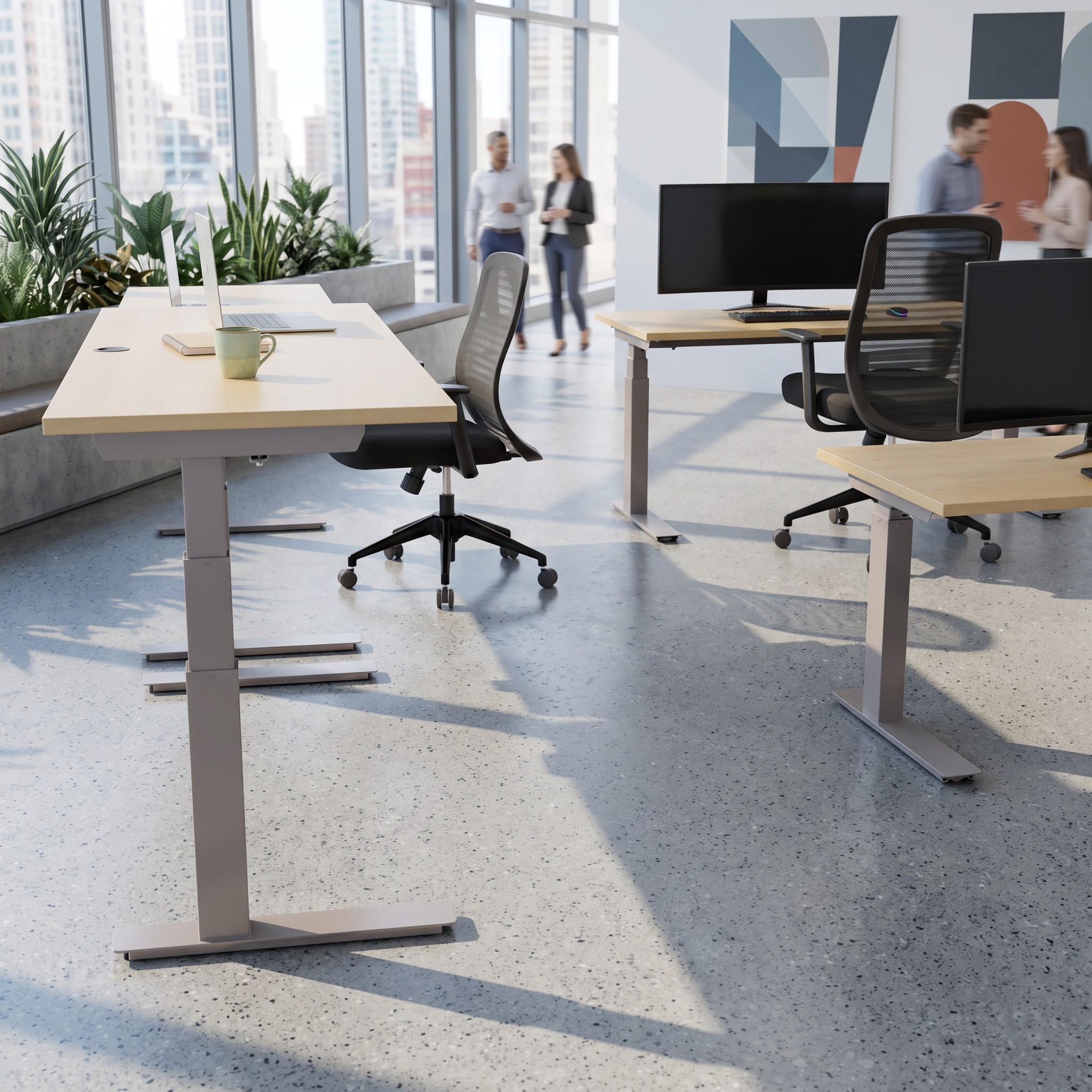 Standing Desk | 120x60 cm | Maple with silver frame