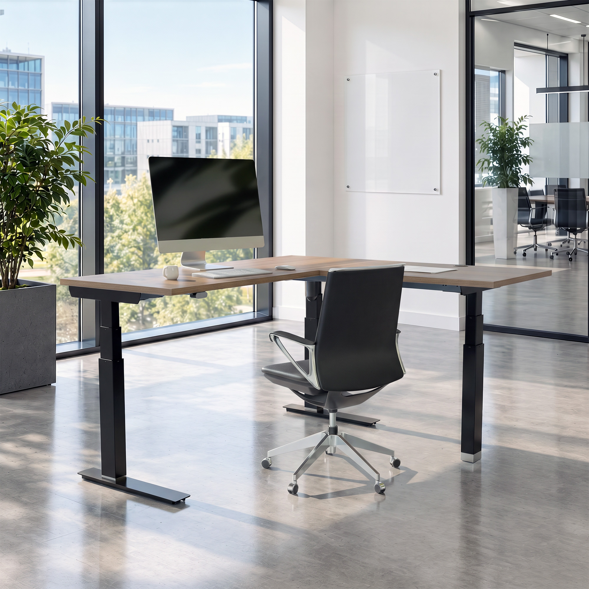 Standing Desk | 150x60 cm | Walnut with black frame