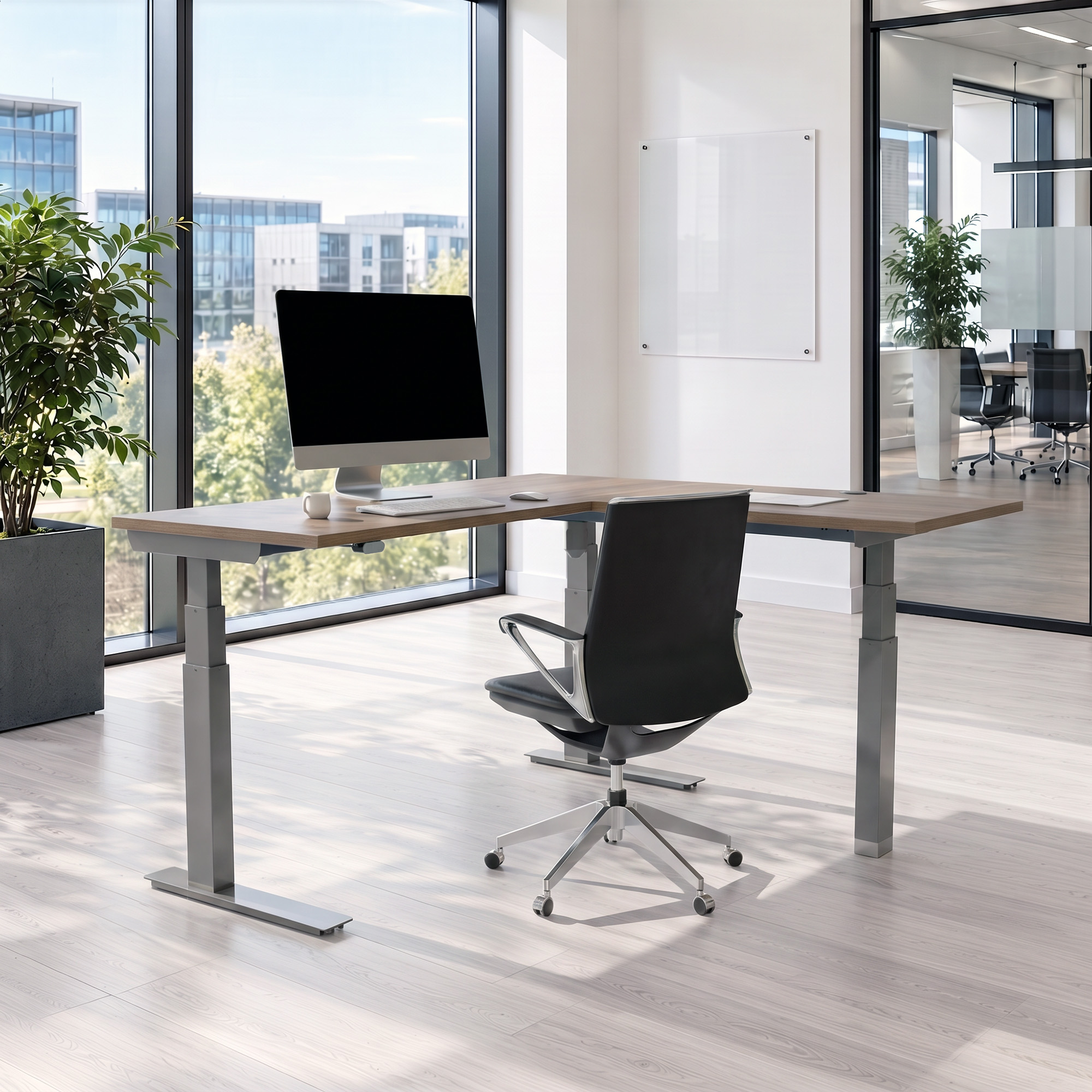 Standing Desk | 150x60 cm | Walnut with silver frame
