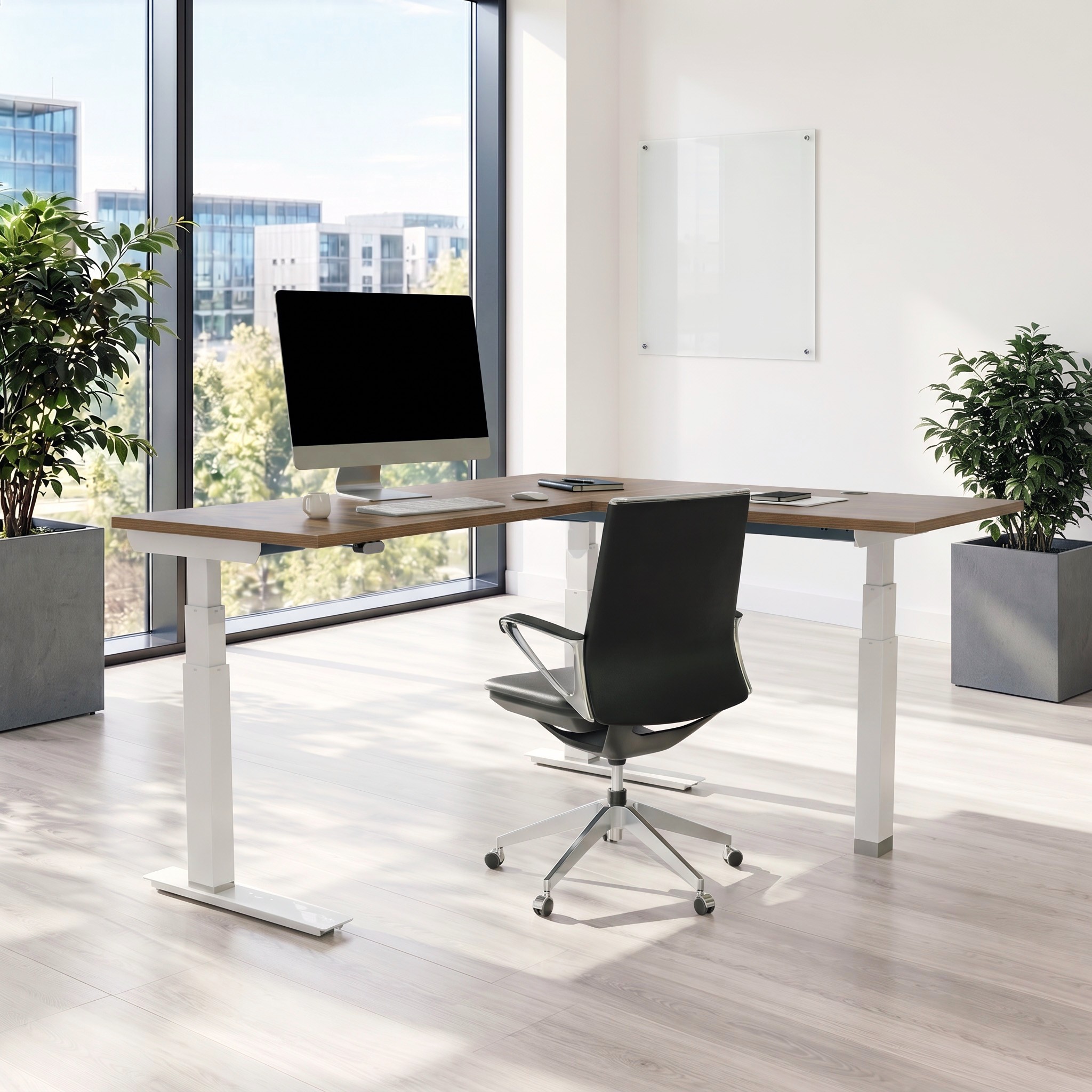 Standing Desk | 150x60 cm | Walnut with white frame