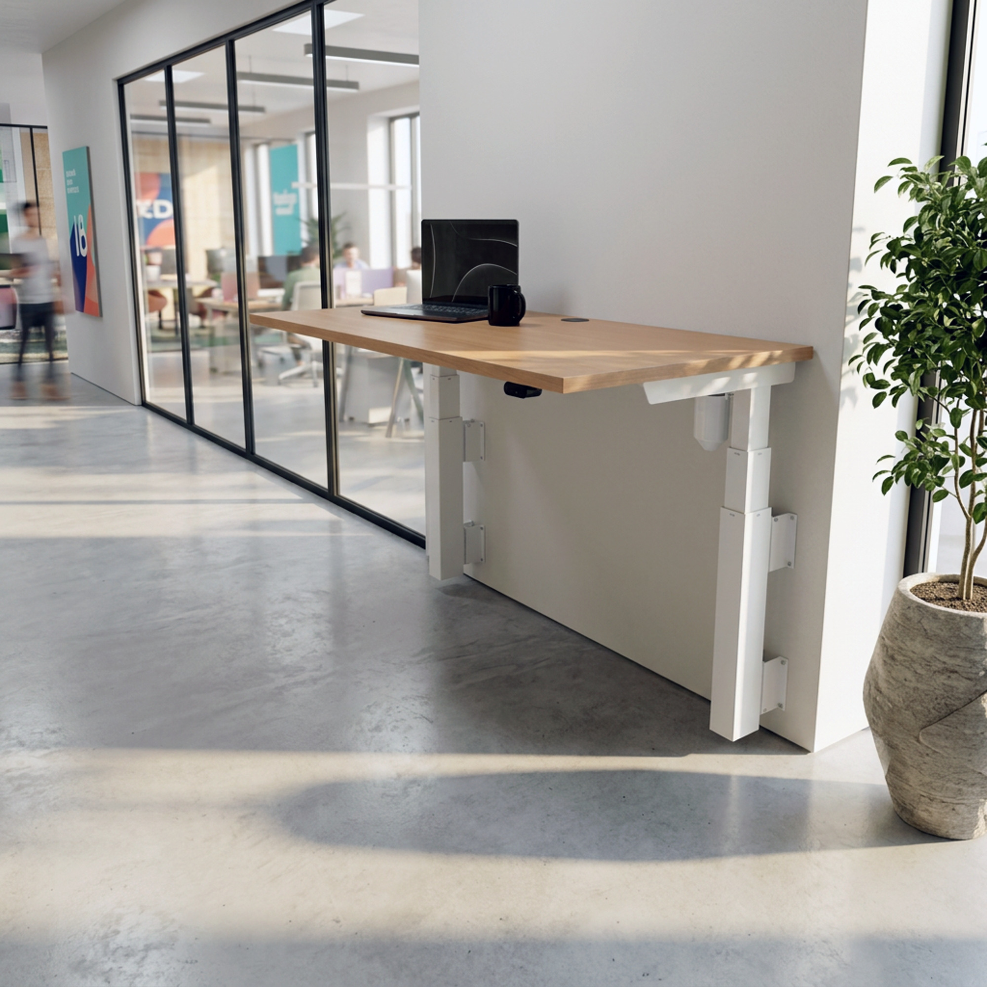 Standing Desk | 100x80 cm | Beech with white frame