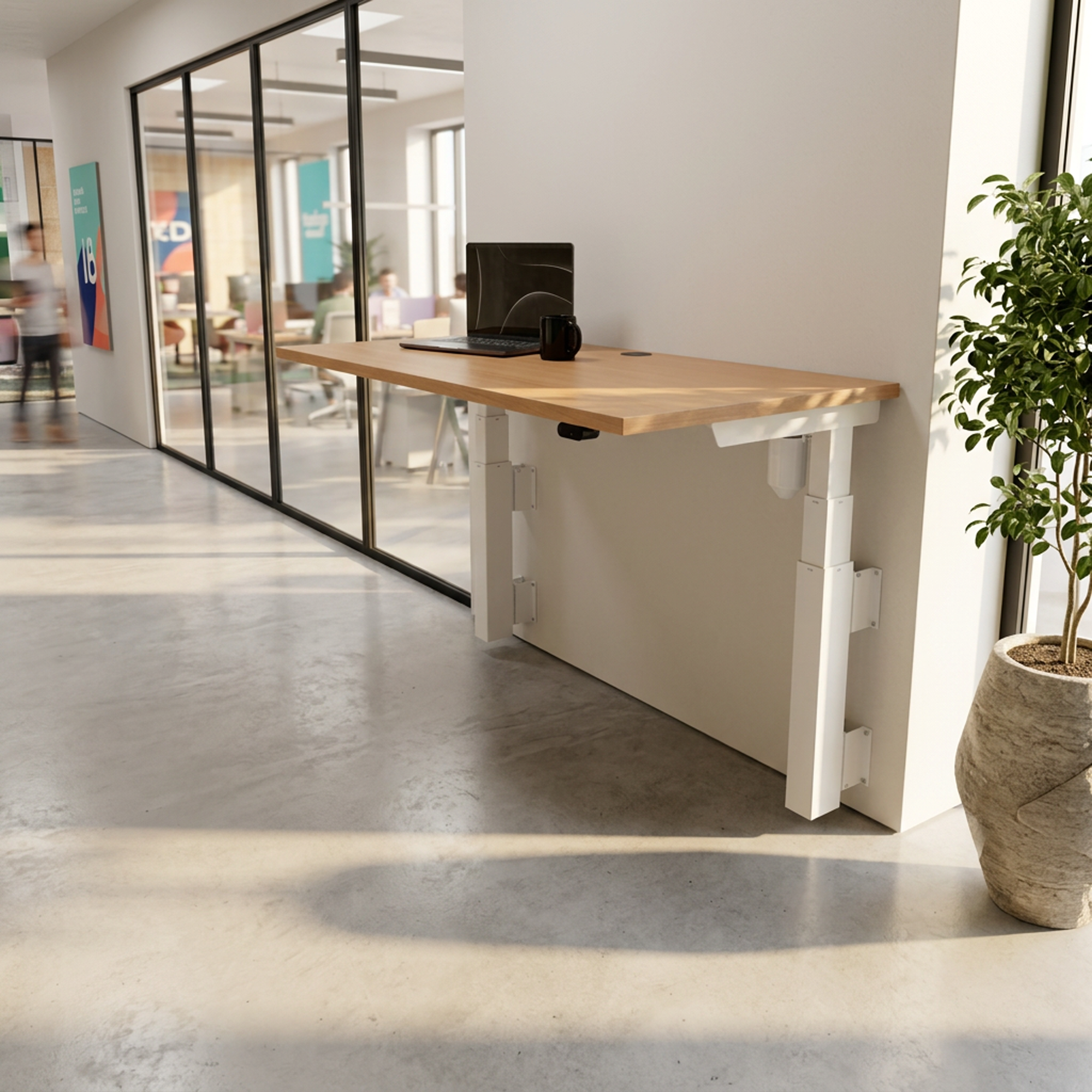 Standing Desk | 100x80 cm | Beech with white frame